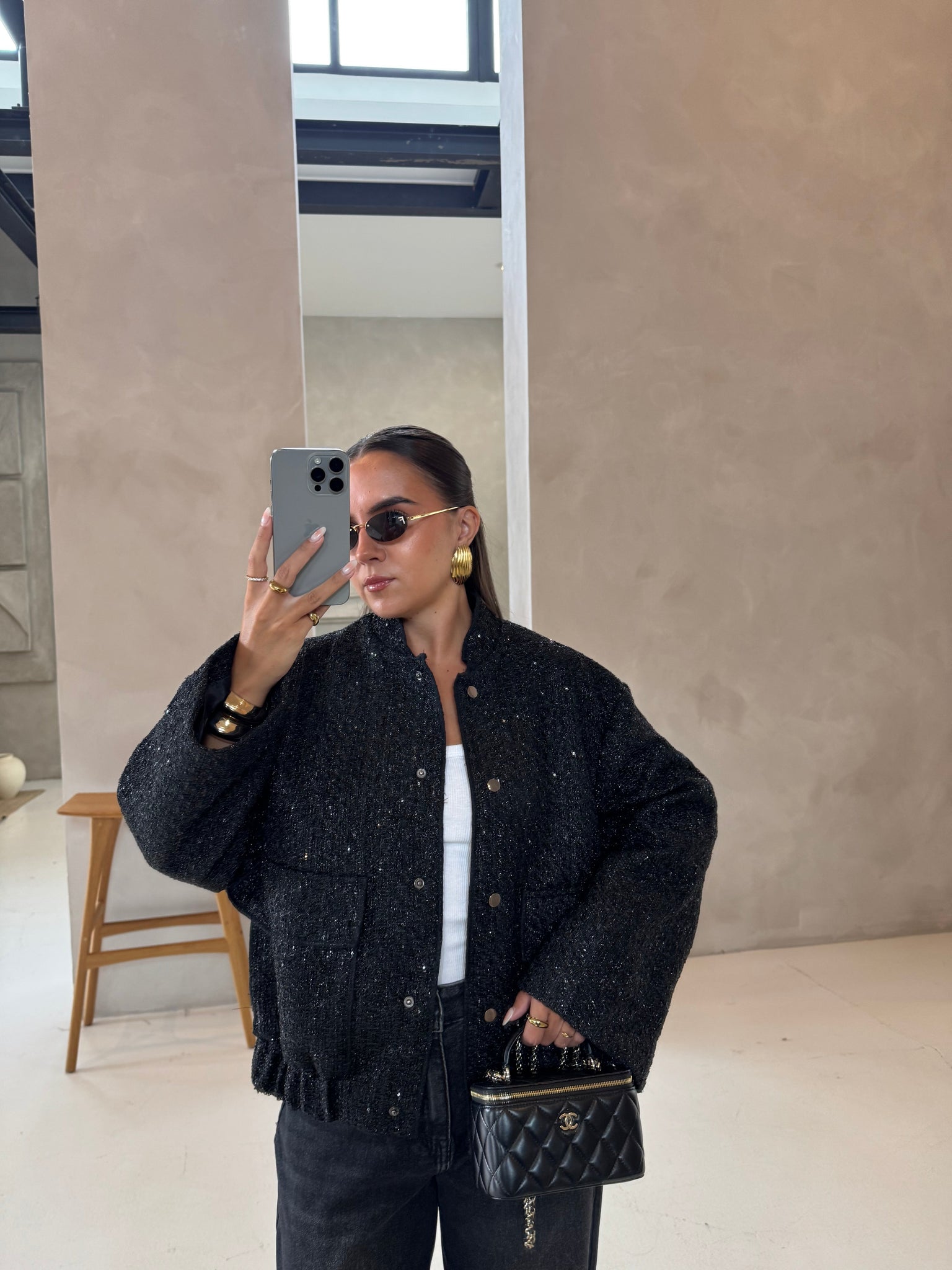 Veste VINA noire à paillettes (V-2449)