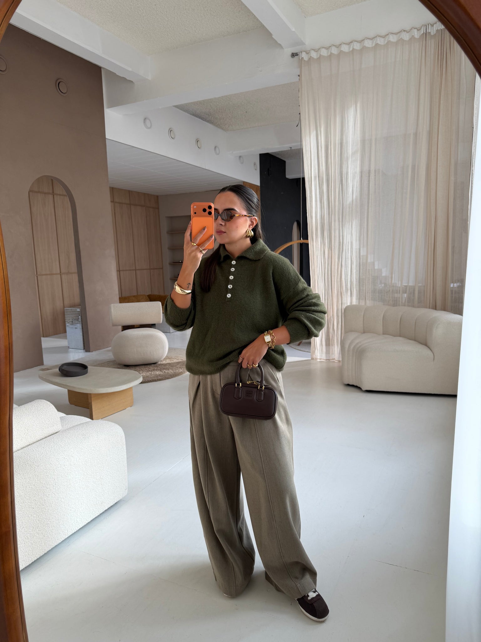 Pull alpaga boutons kaki (24658)