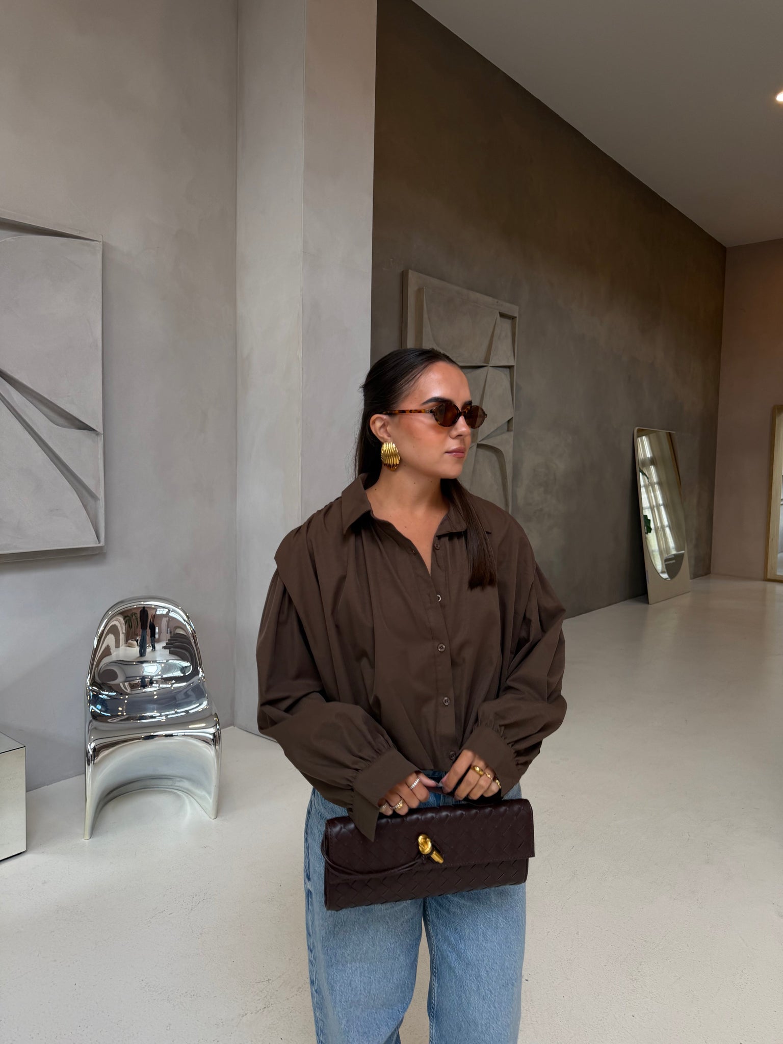 Chemise plissee choco (05-3490)