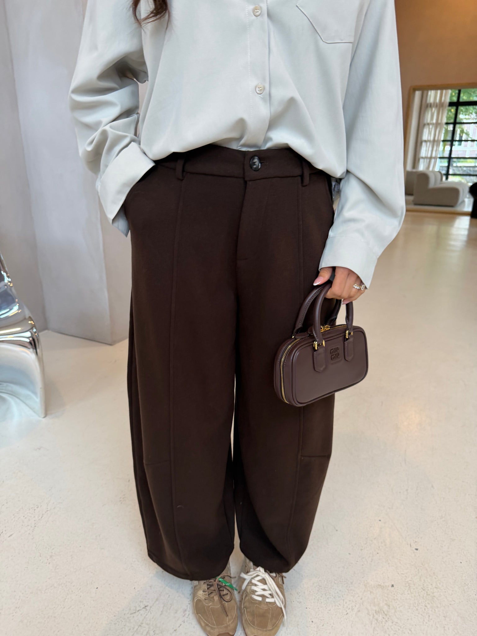 Pantalon effet laine marron (MA8897)