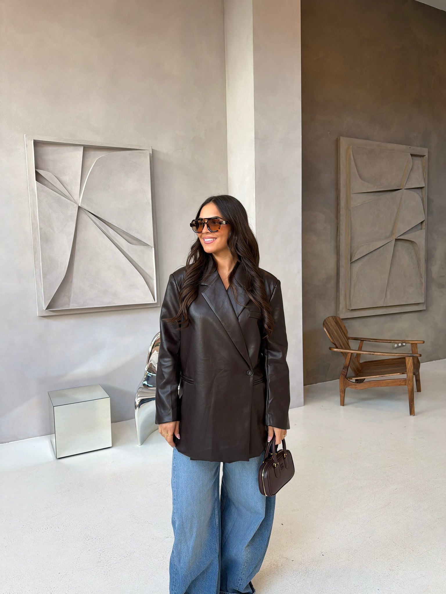 Blazer similicuir choco MONALISA