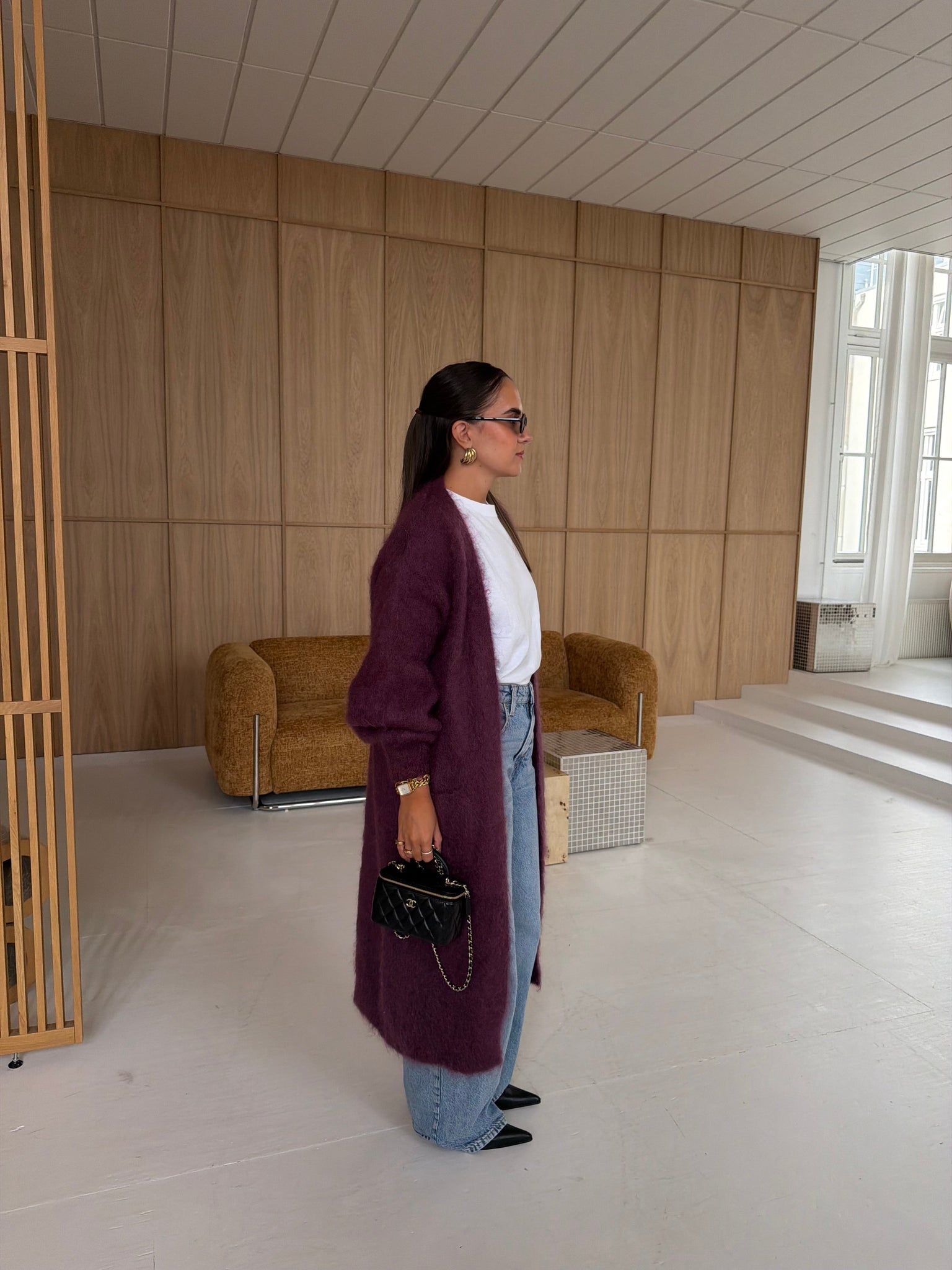 Gilet kid MOHAIR long violet   (22313)