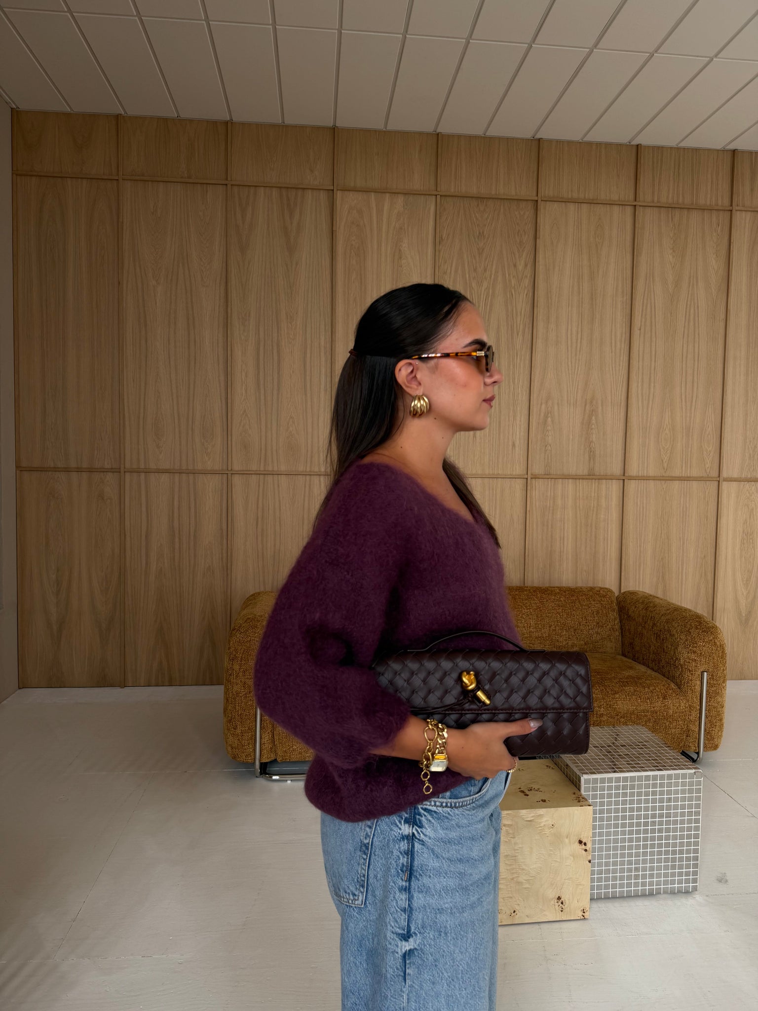 Pull manche courte MOHAIR violet  (22017)