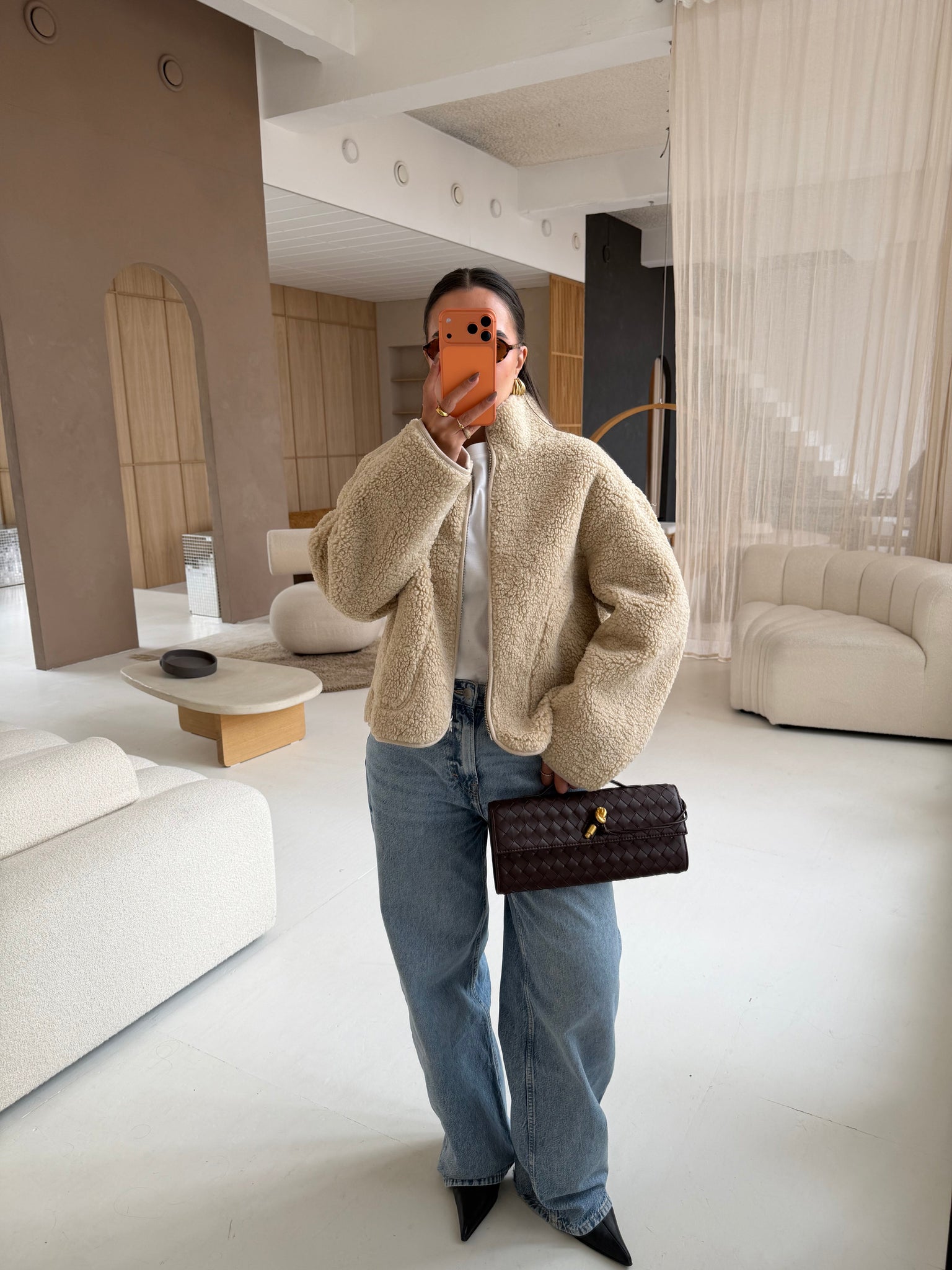 Veste laine bouclée beige (C25259330)