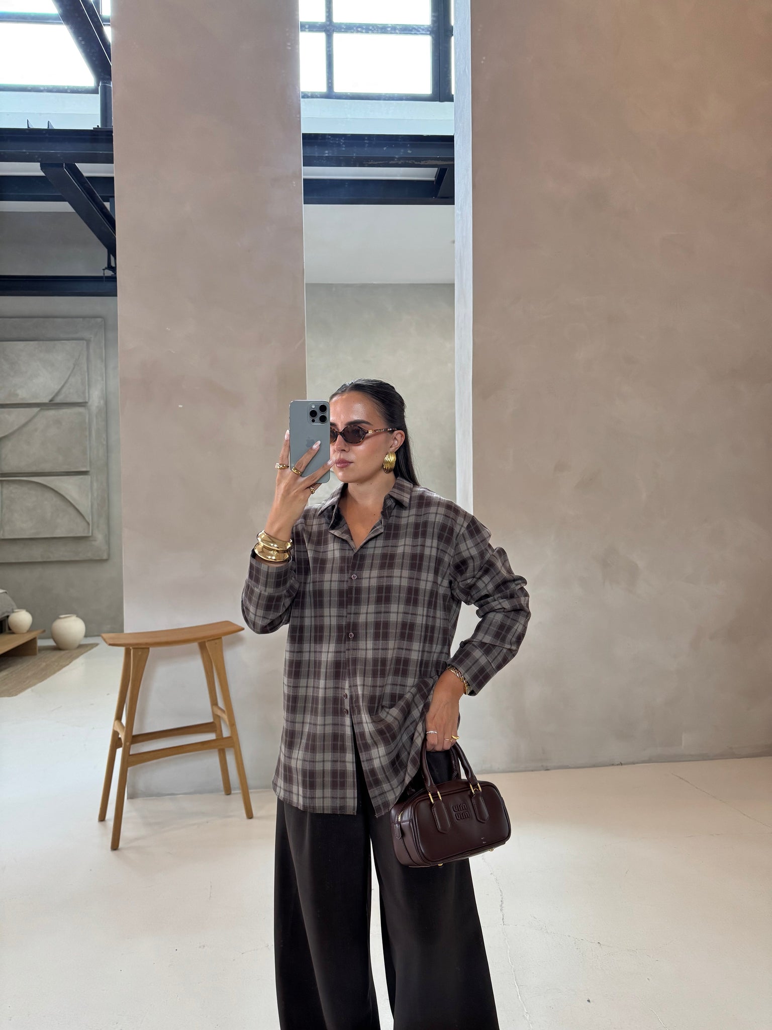 Chemise LYLY à carreaux marron (25CY906)