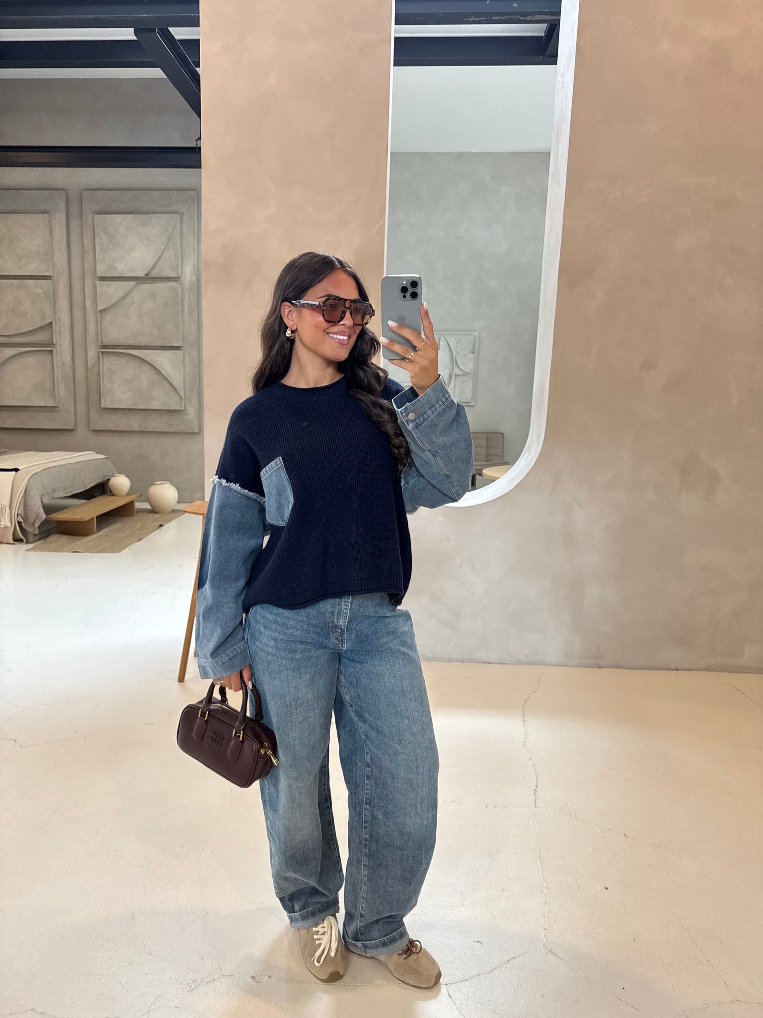 Pull bi matière LESLI bleu (H895)