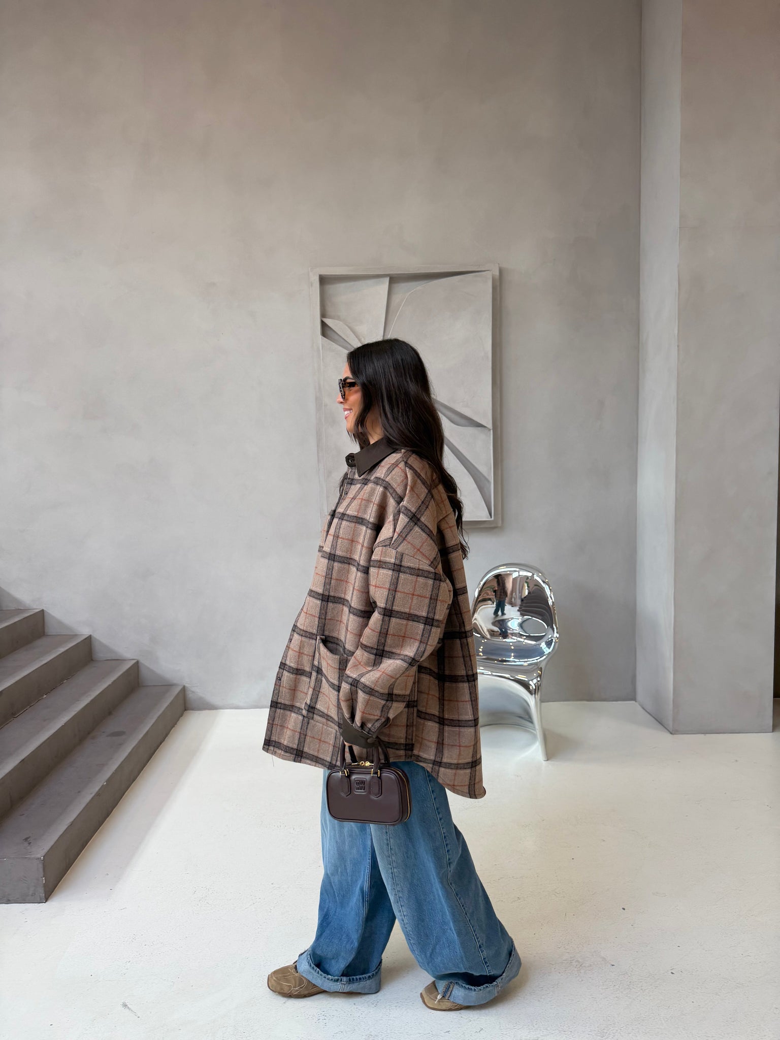 Veste carreaux oversize (6372)