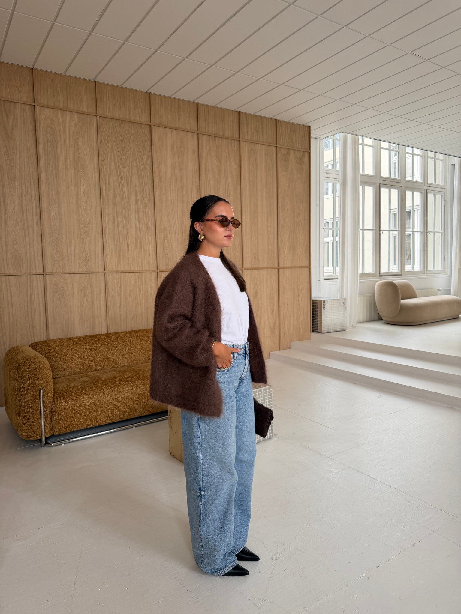 Gilet kid MOHAIR marron court  (22533)