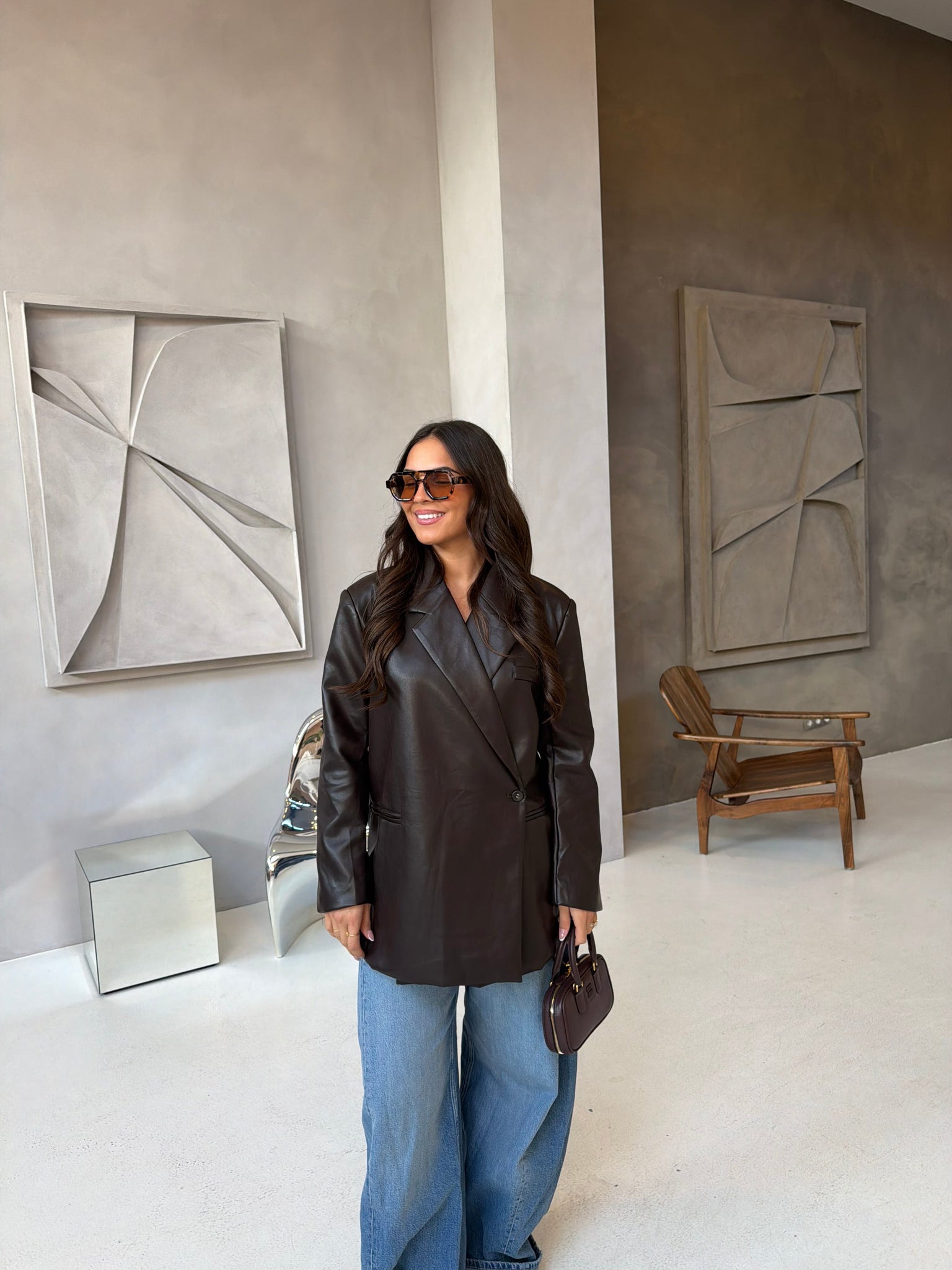 Blazer similicuir choco MONALISA