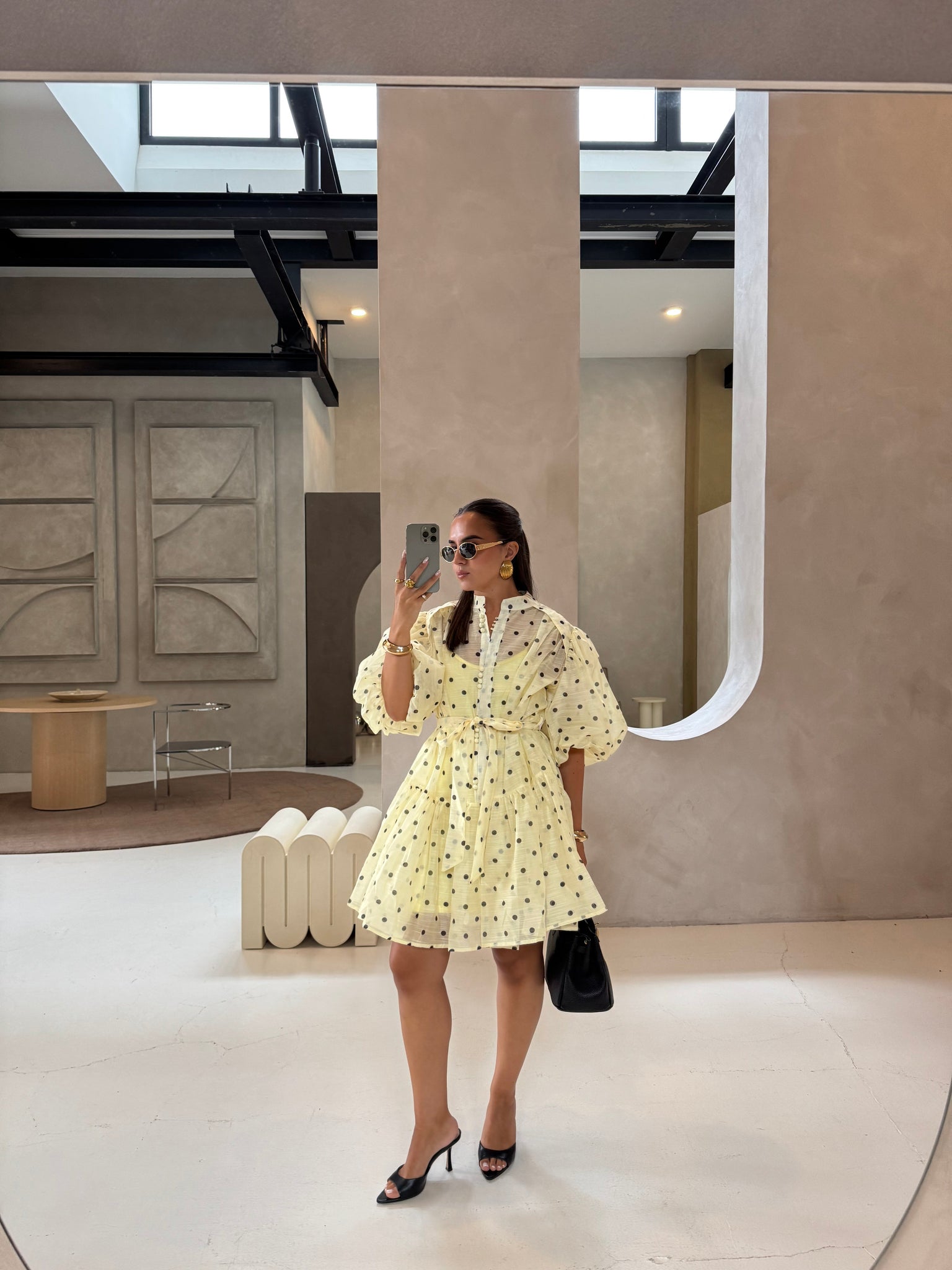 Robe MIA courte bleu à pois (R11021)