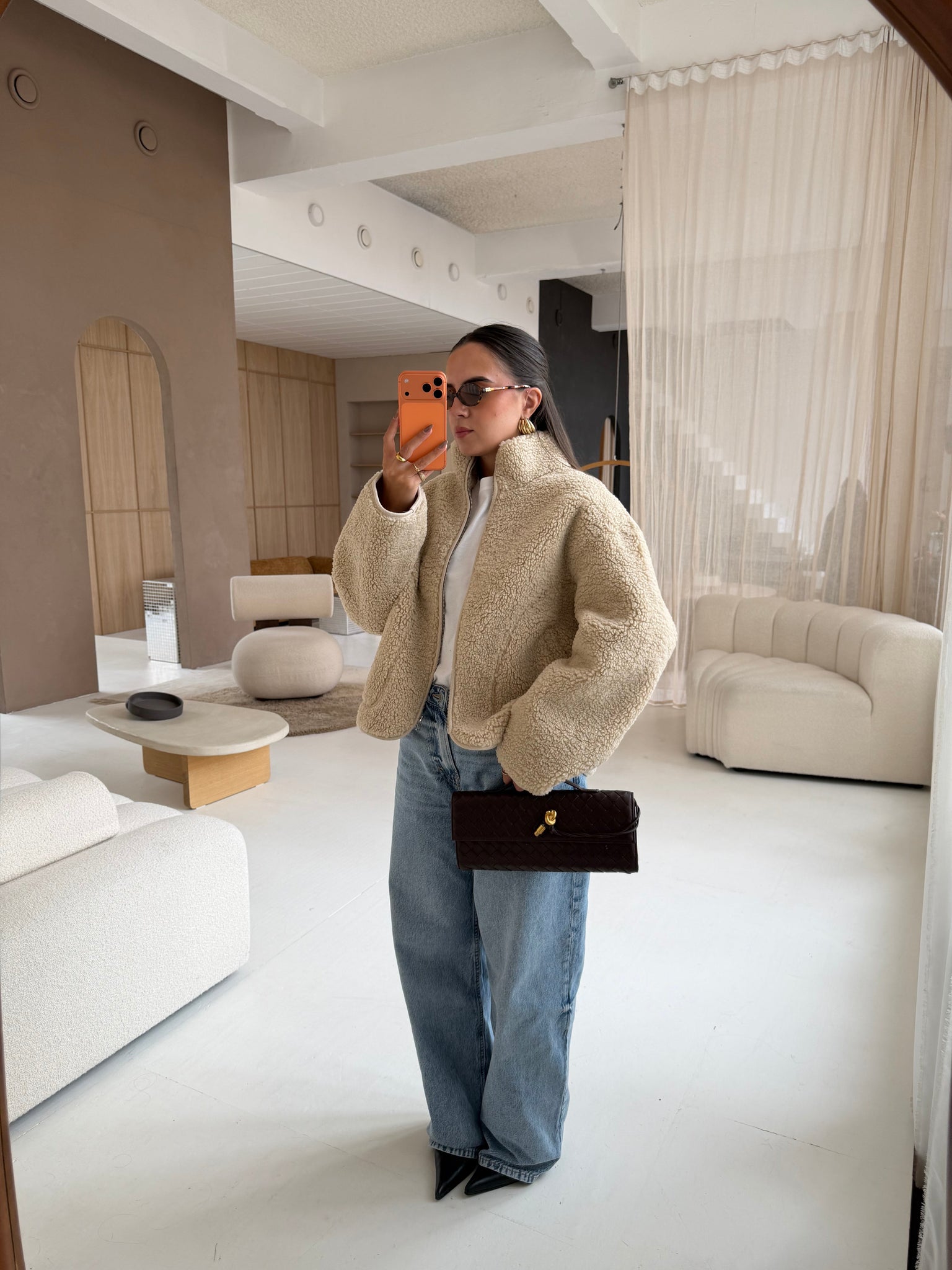 Veste laine bouclée beige (C25259330)