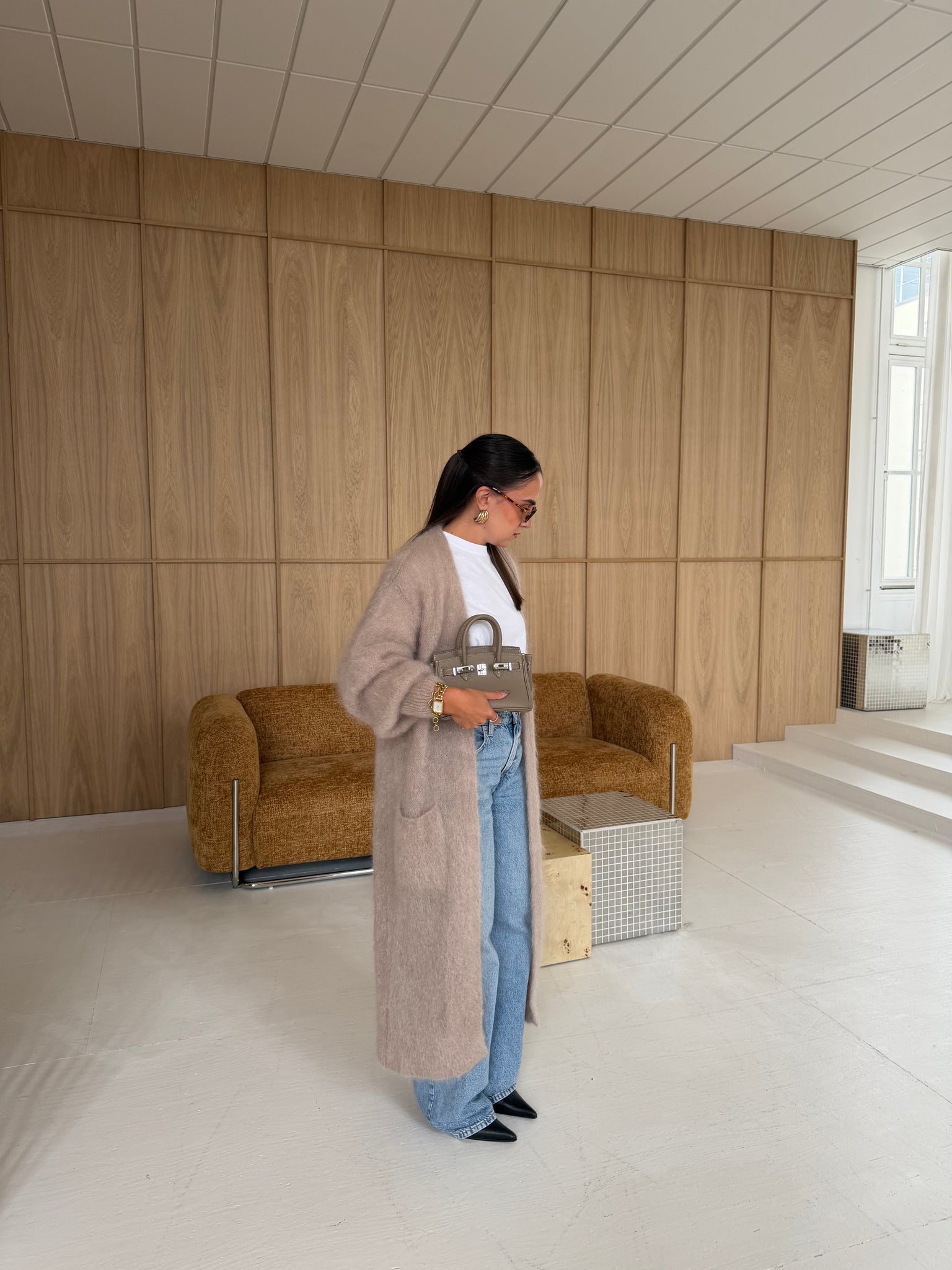 Gilet kid MOHAIR long beige  (22313)