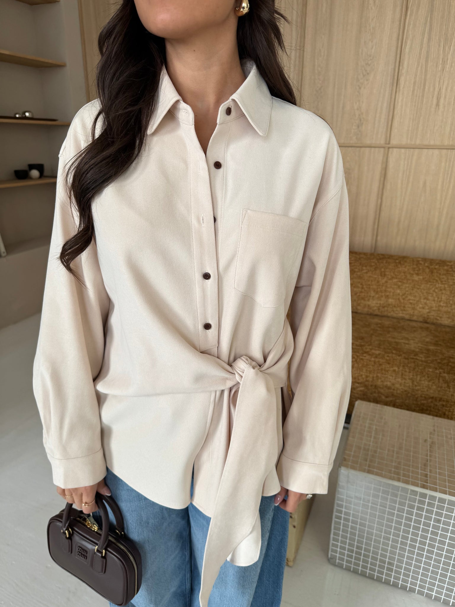 Chemise à nouer beige (MA7739)