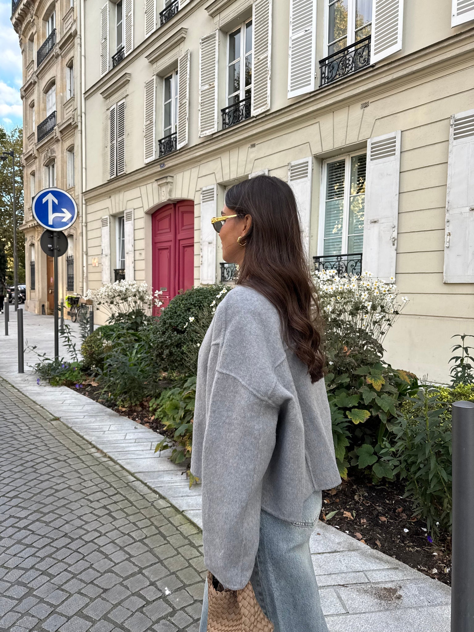 Manteau MINA court gris claire