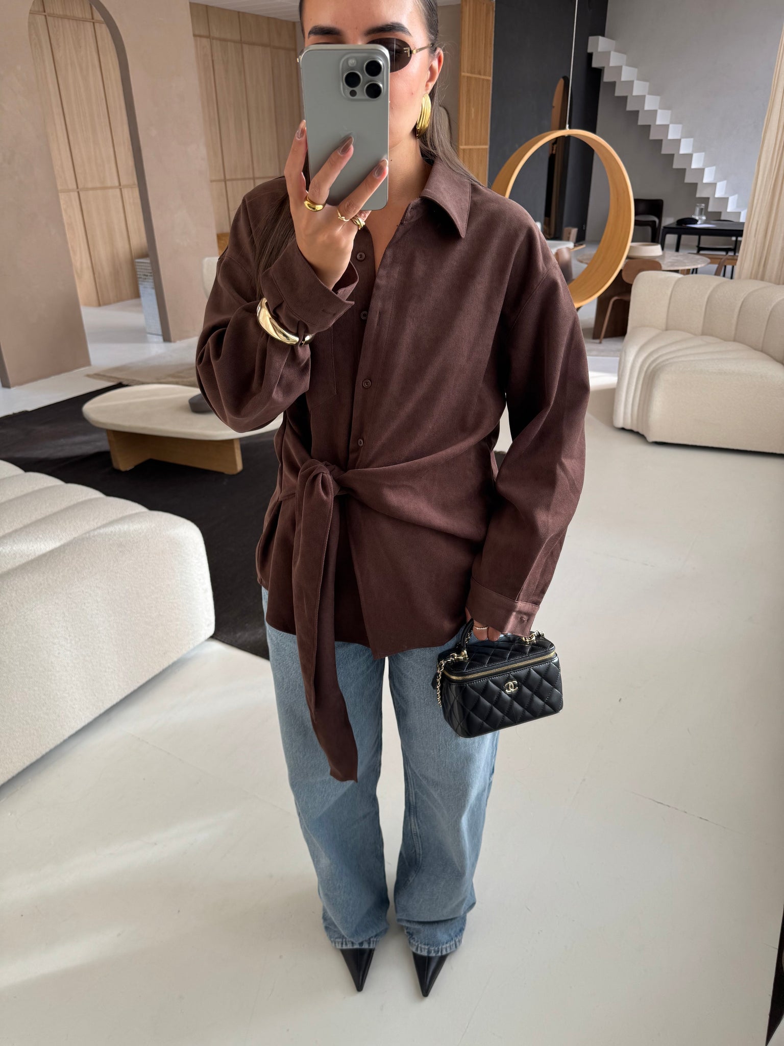 Chemise à nouer marron (MA7739)