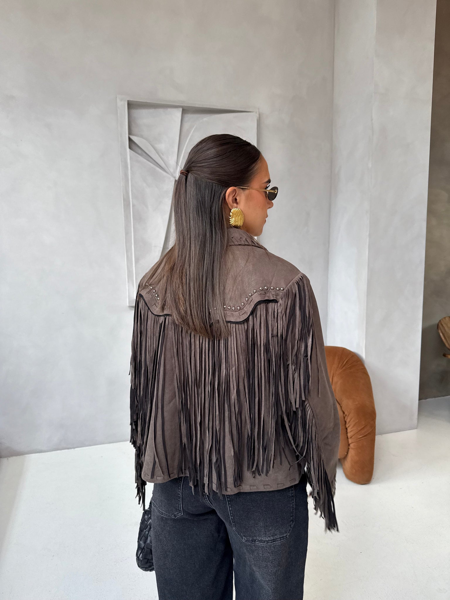 Veste MARK à frange marron