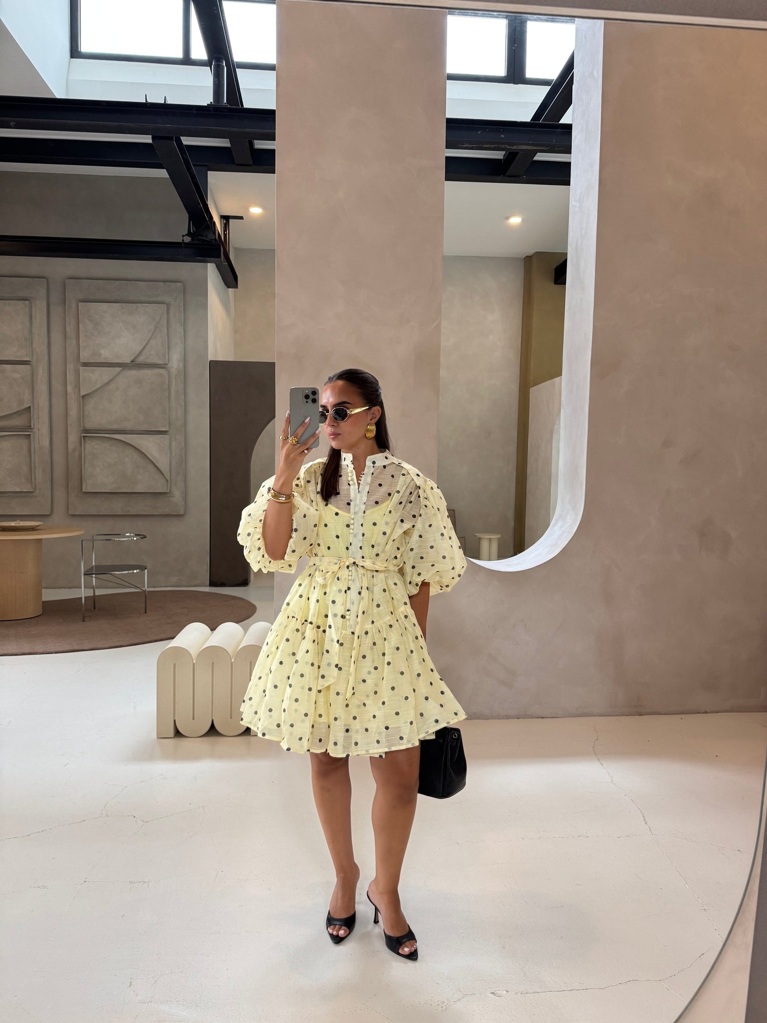 Robe MIA courte bleu à pois (R11021)