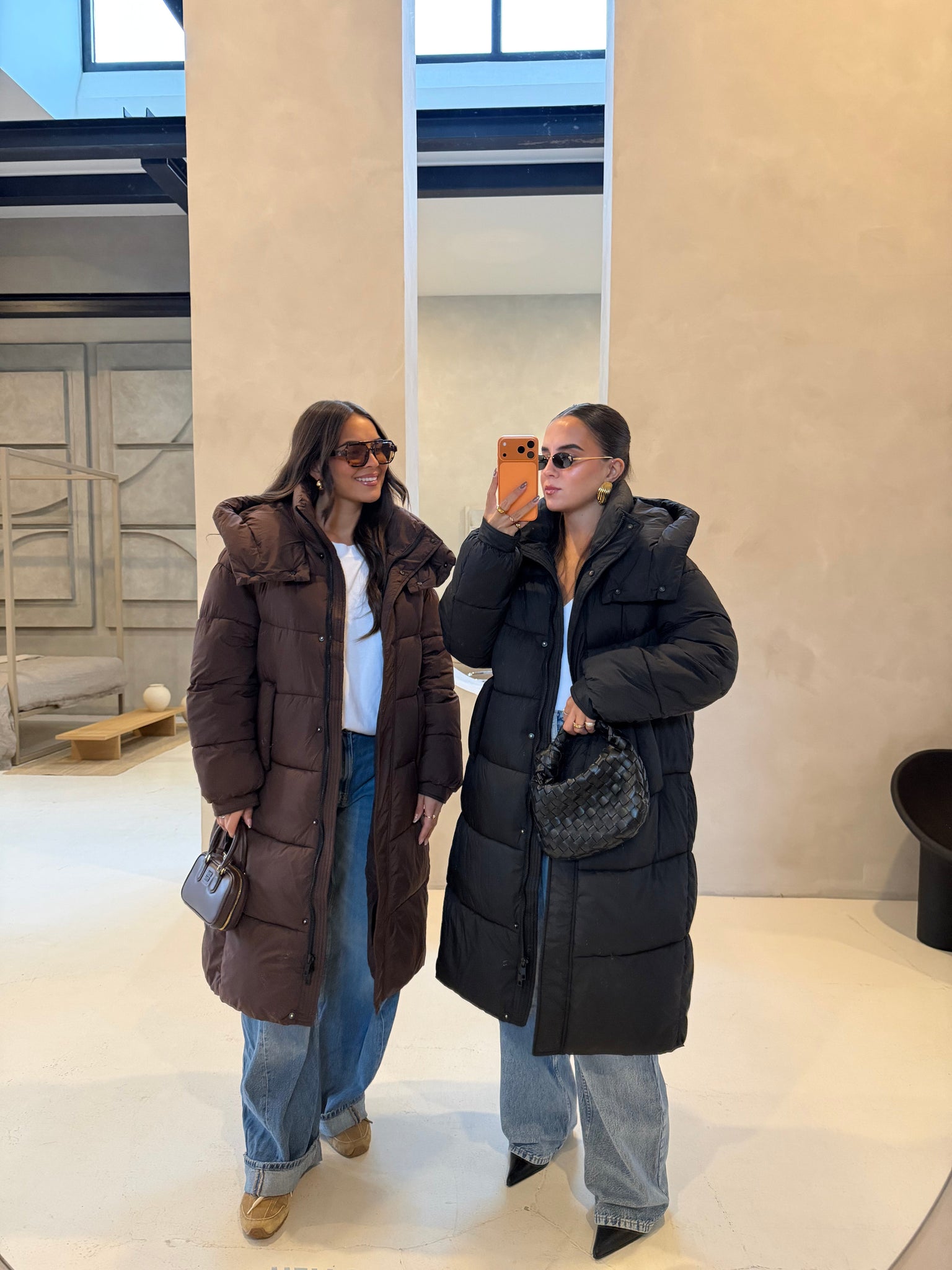 Doudoune longue marron (8780)