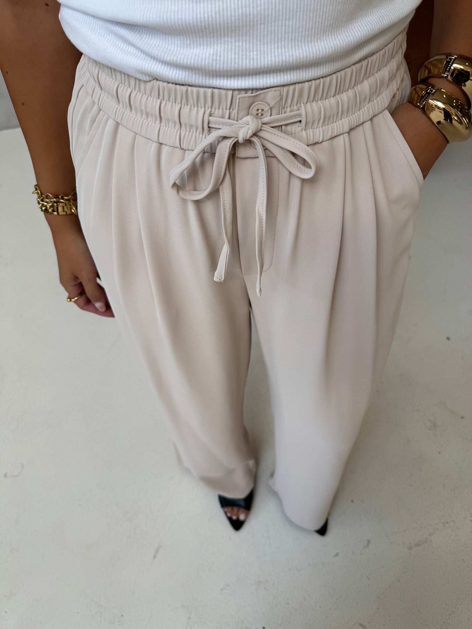 Pantalon HARCHE fluide beige (43080)