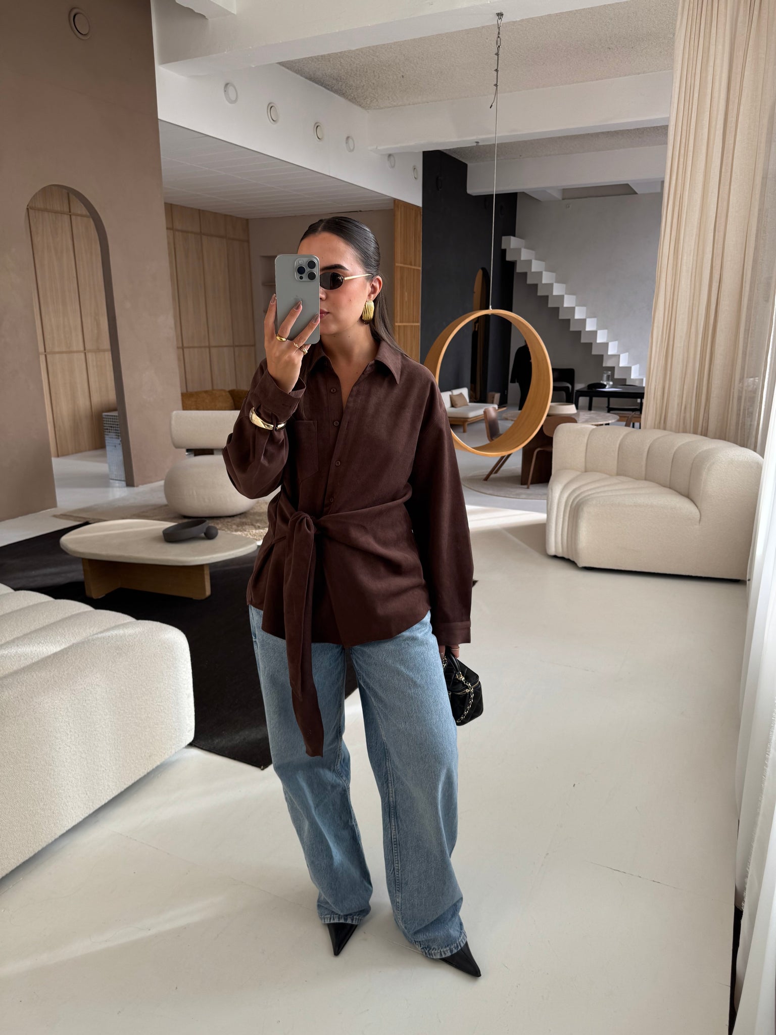 Chemise à nouer marron (MA7739)