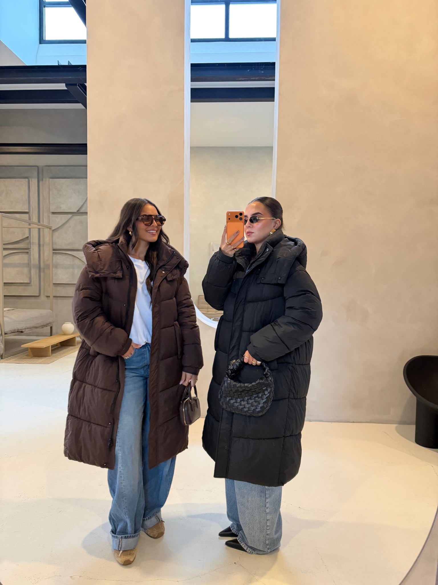 Doudoune longue marron (8780)