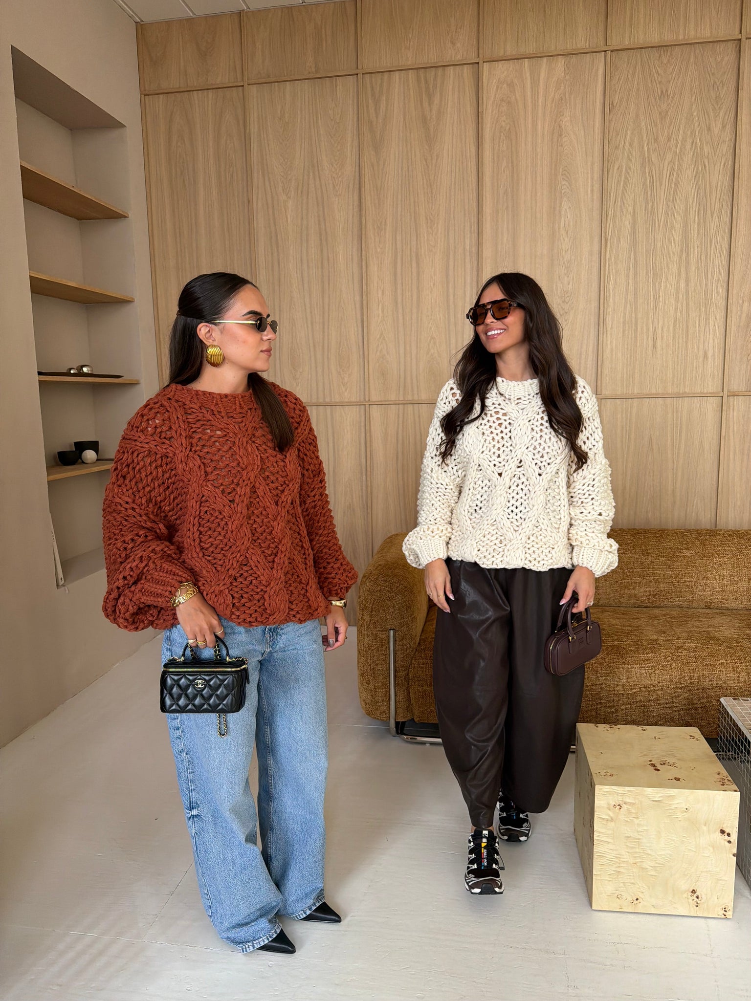 Gros pull en tricot beige (7339)