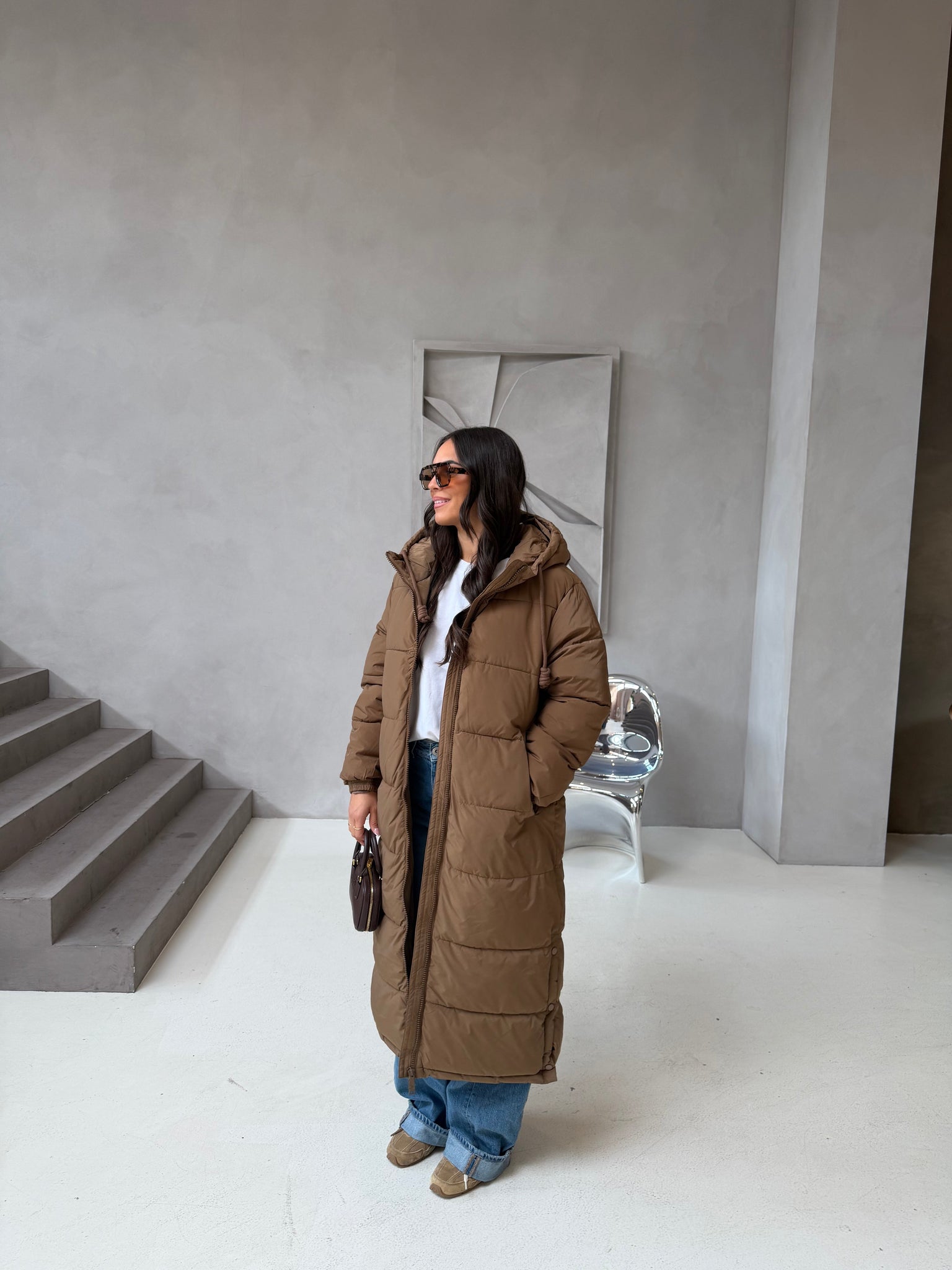 Doudoune DINA longue marron (J003-3)