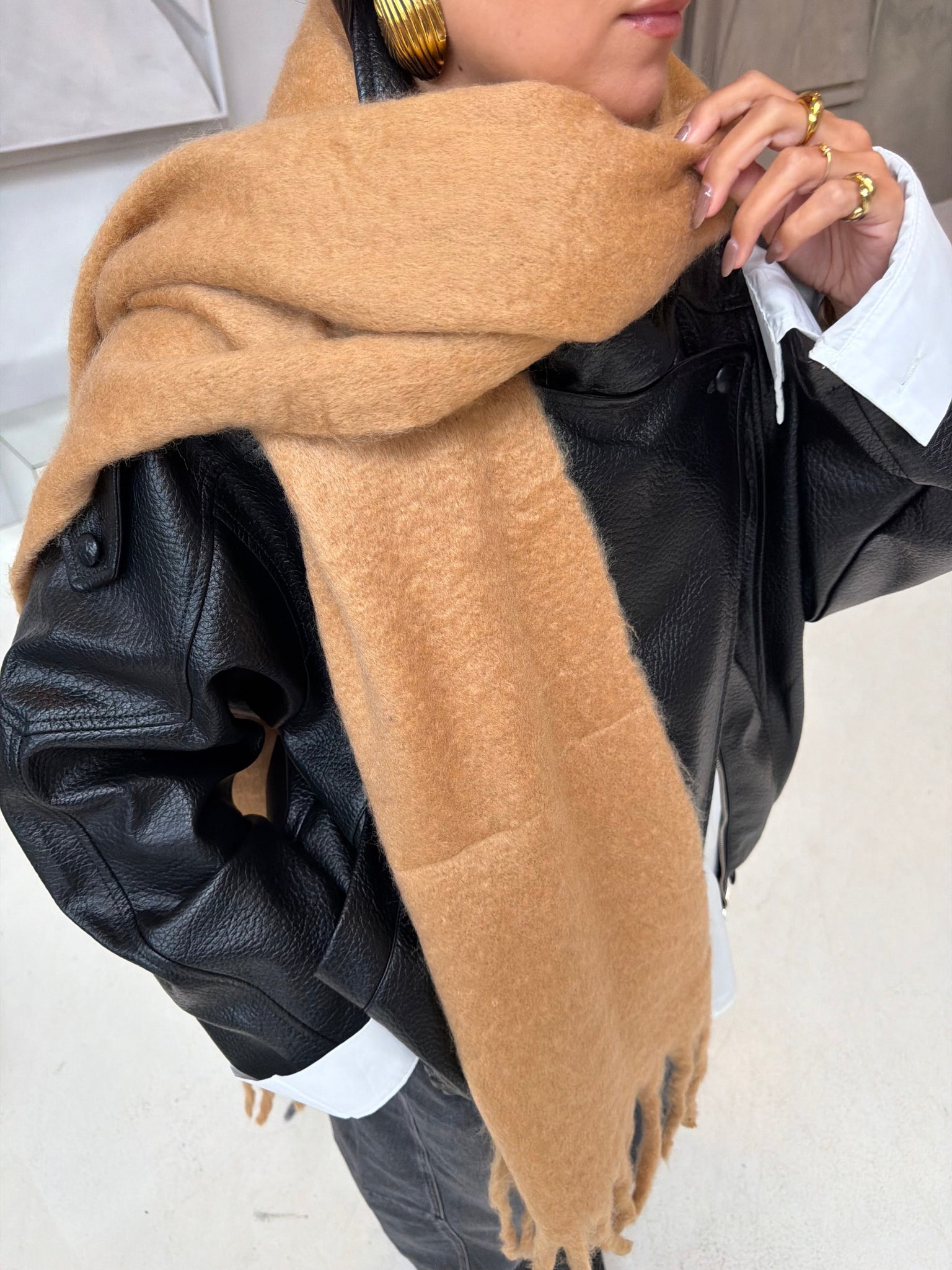 Longue écharpe unie camel