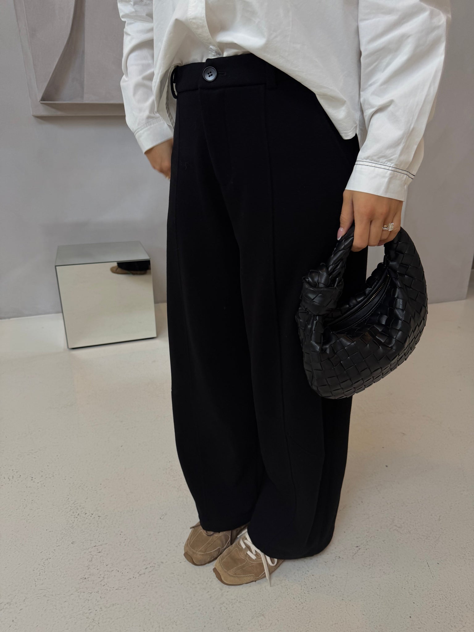 Pantalon effet laine noir (MA8897)