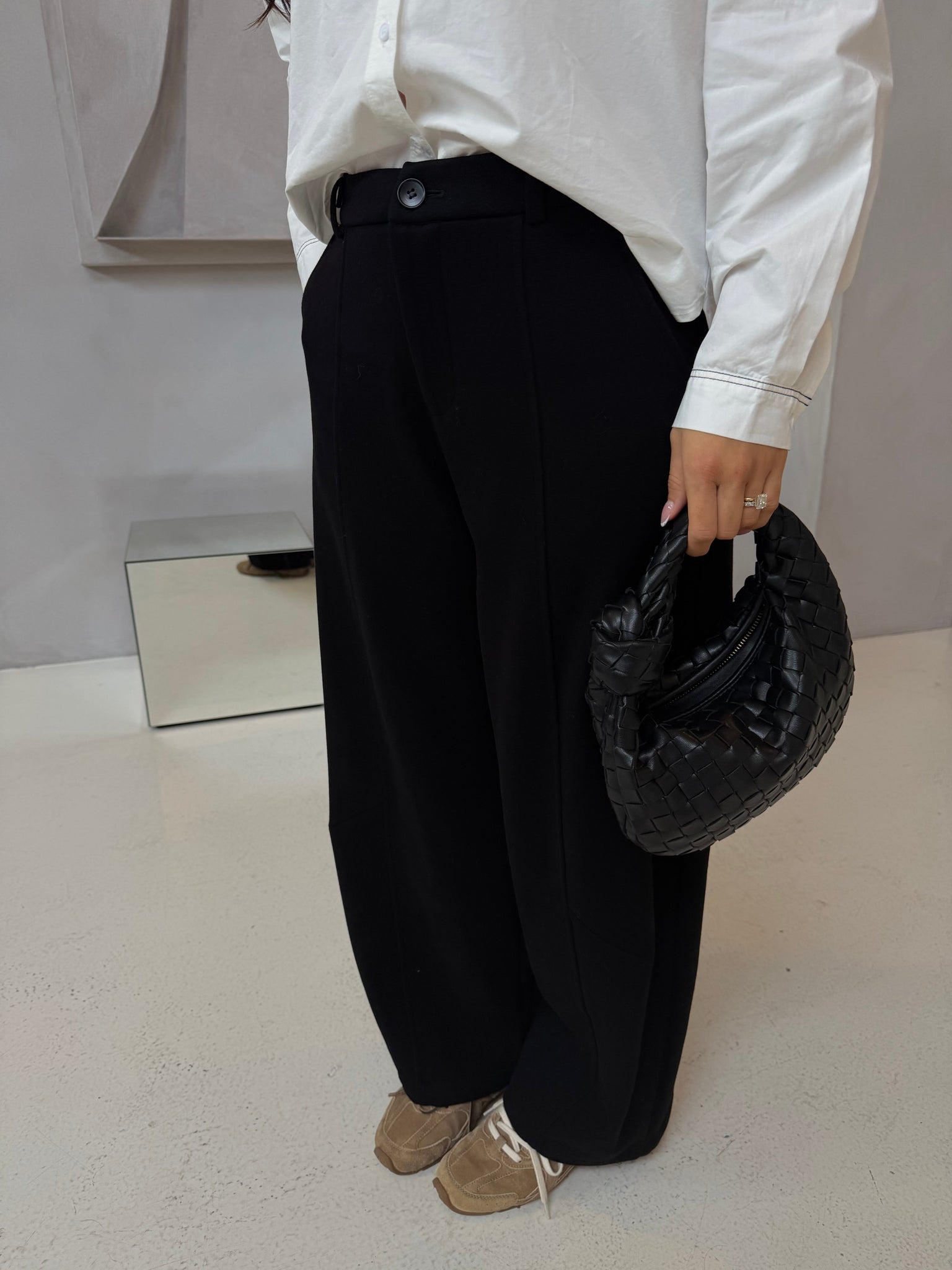 Pantalon effet laine noir (MA8897)