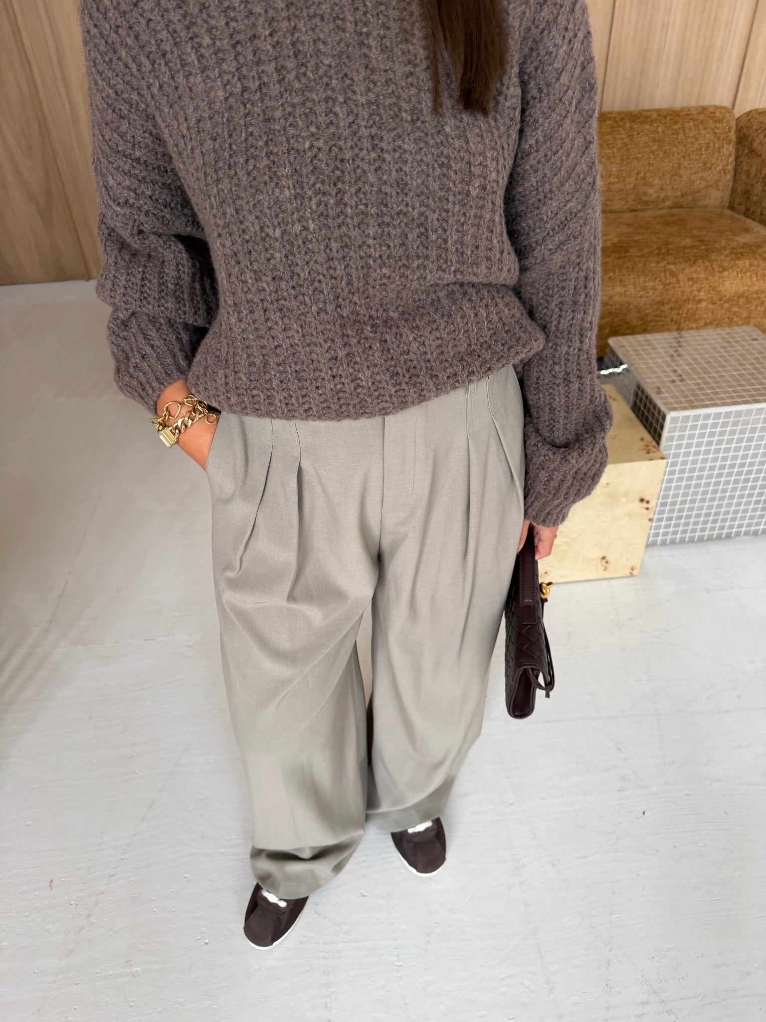 Pantalon fluide SONA taupe (77717)