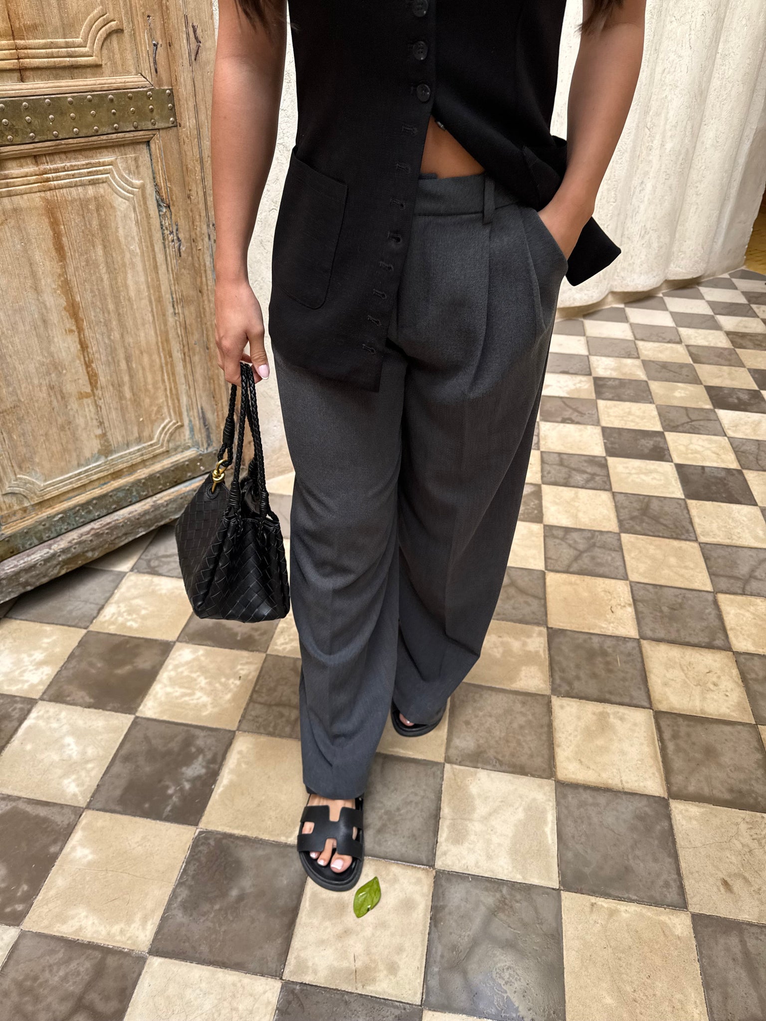 Pantalon ENUA gris chiné (68806)