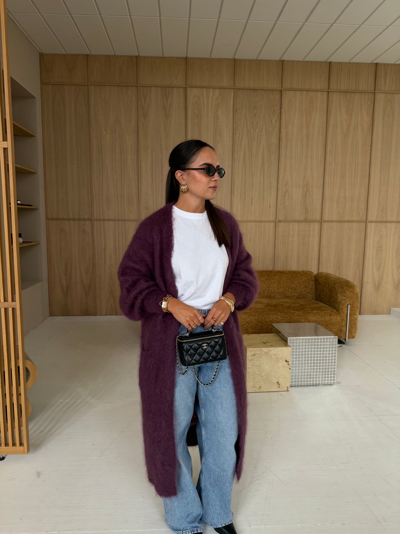 Gilet kid MOHAIR long violet   (22313)