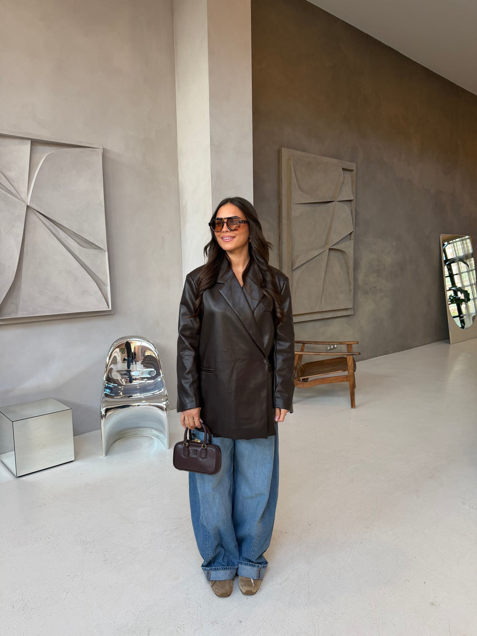 Blazer similicuir choco MONALISA