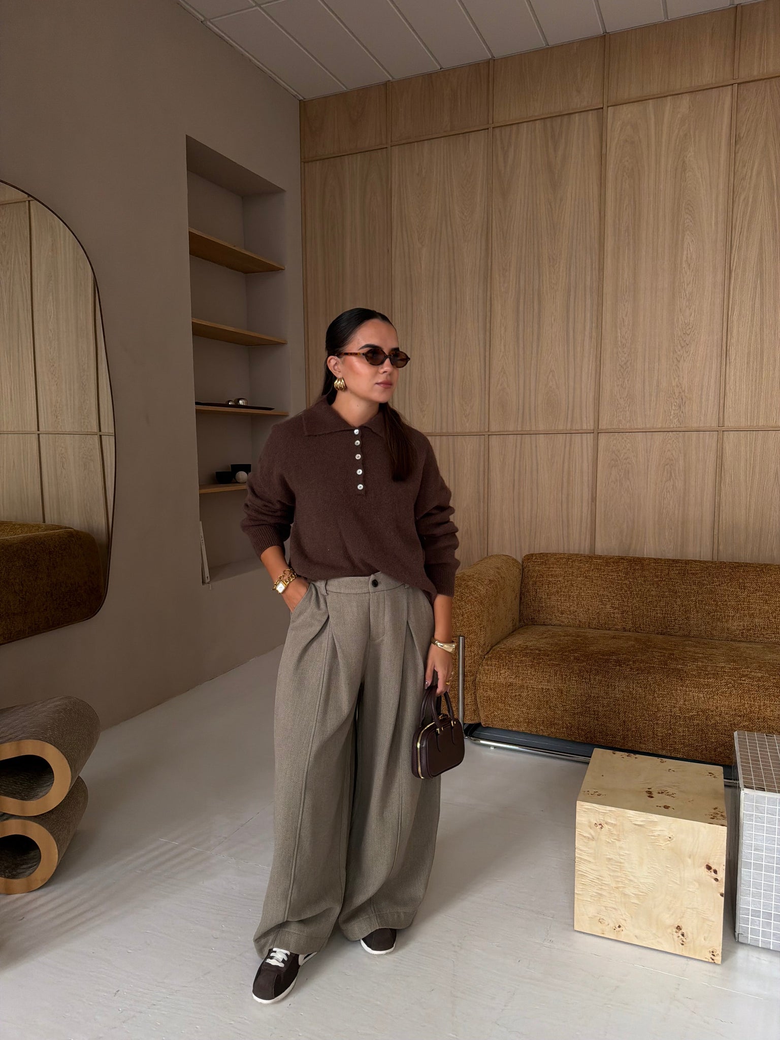 Pull alpaga boutons marron (24658)