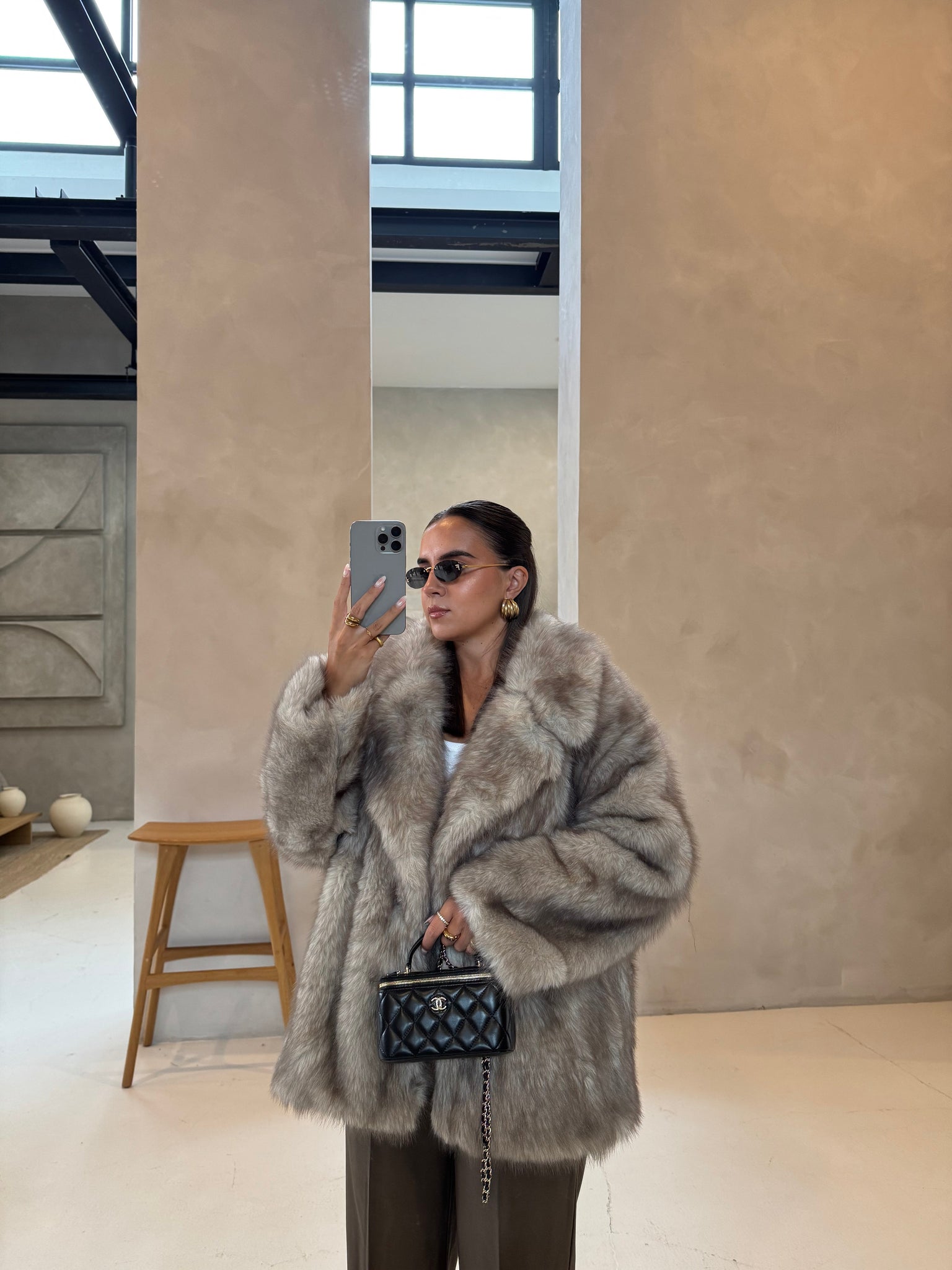 Fourrure SOA longue beige (JZ3037)