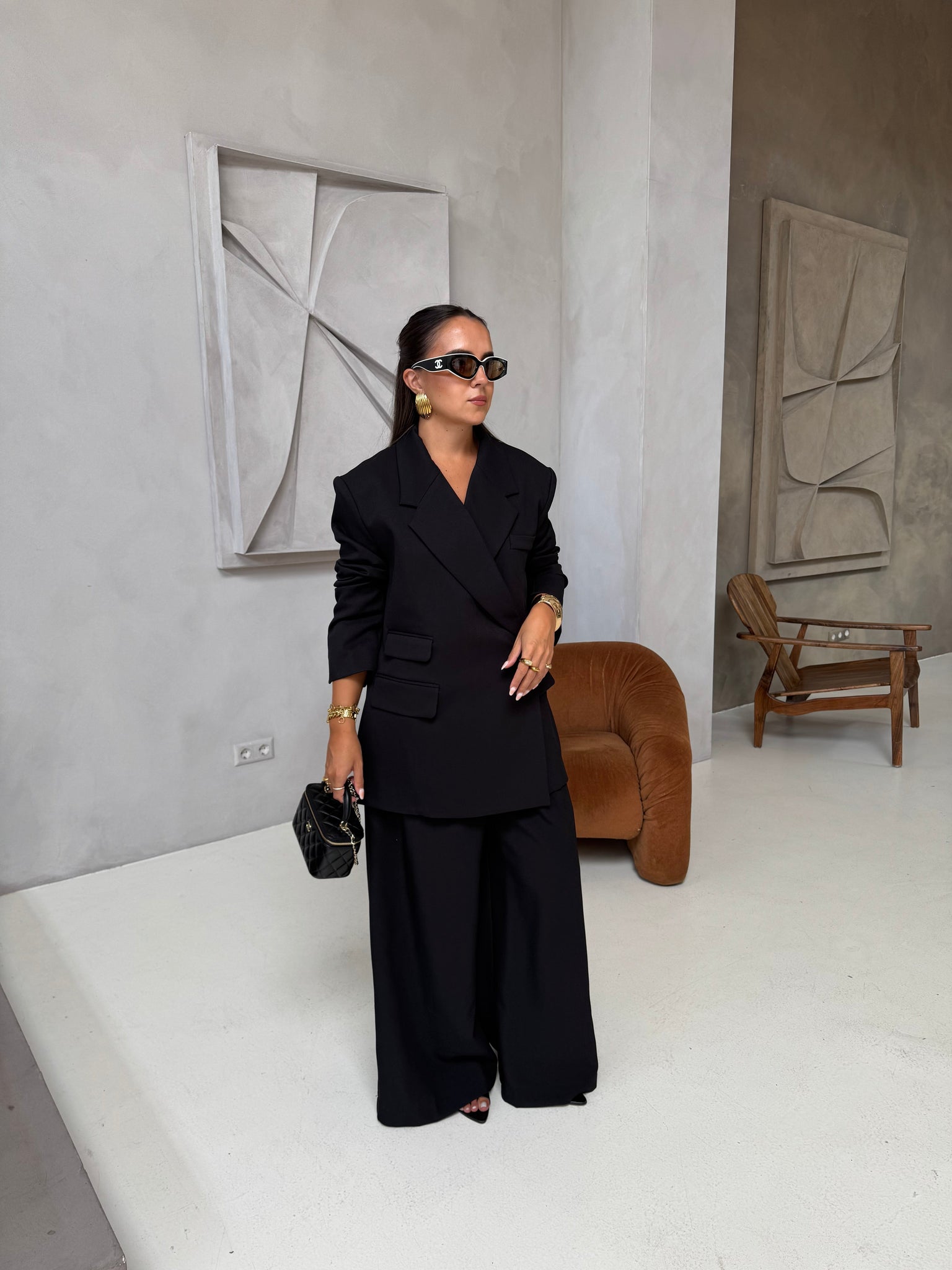 Pantalon large noir (25CY907)