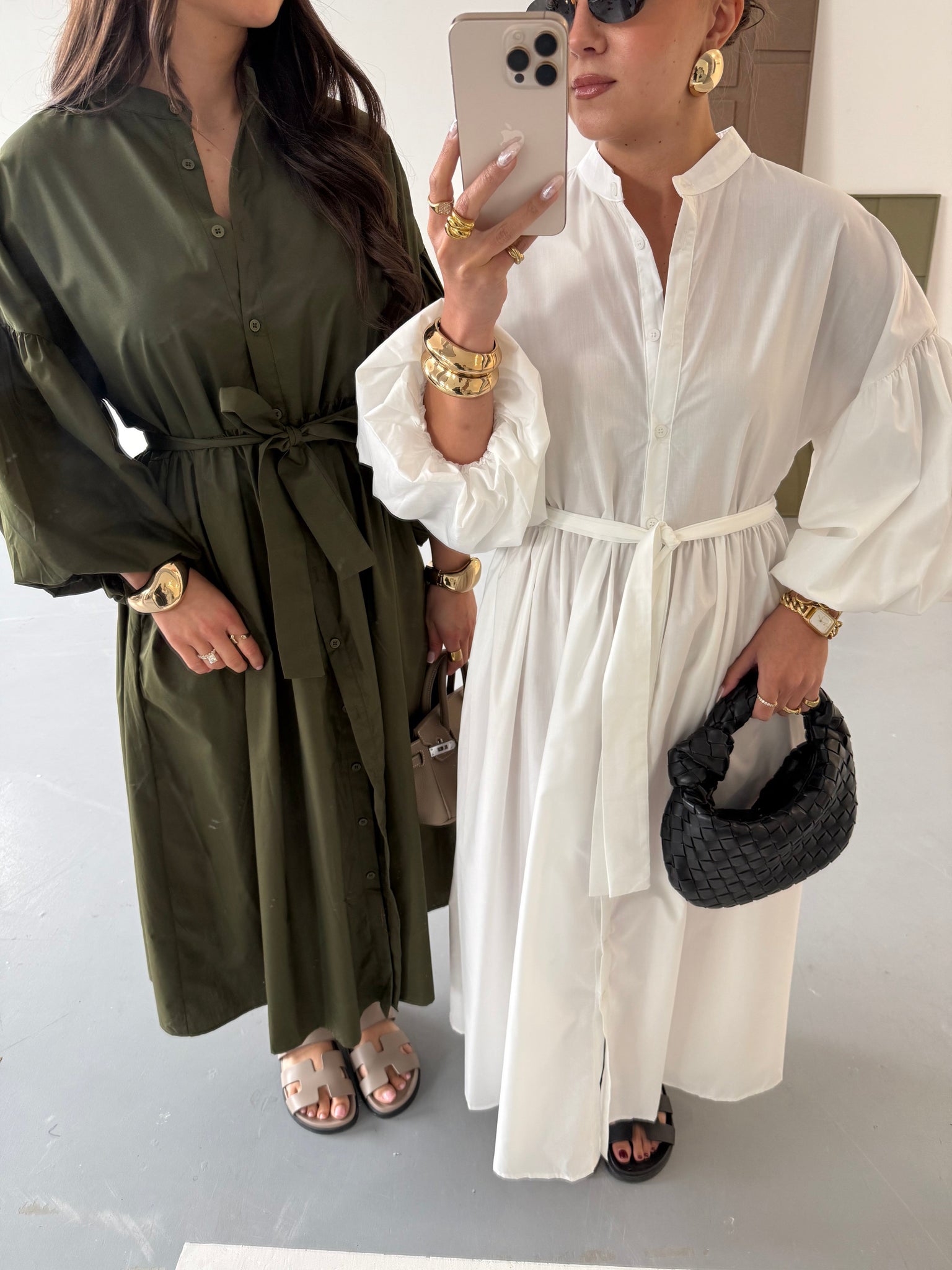 Robe longue manche bouffante blanche (SC208)