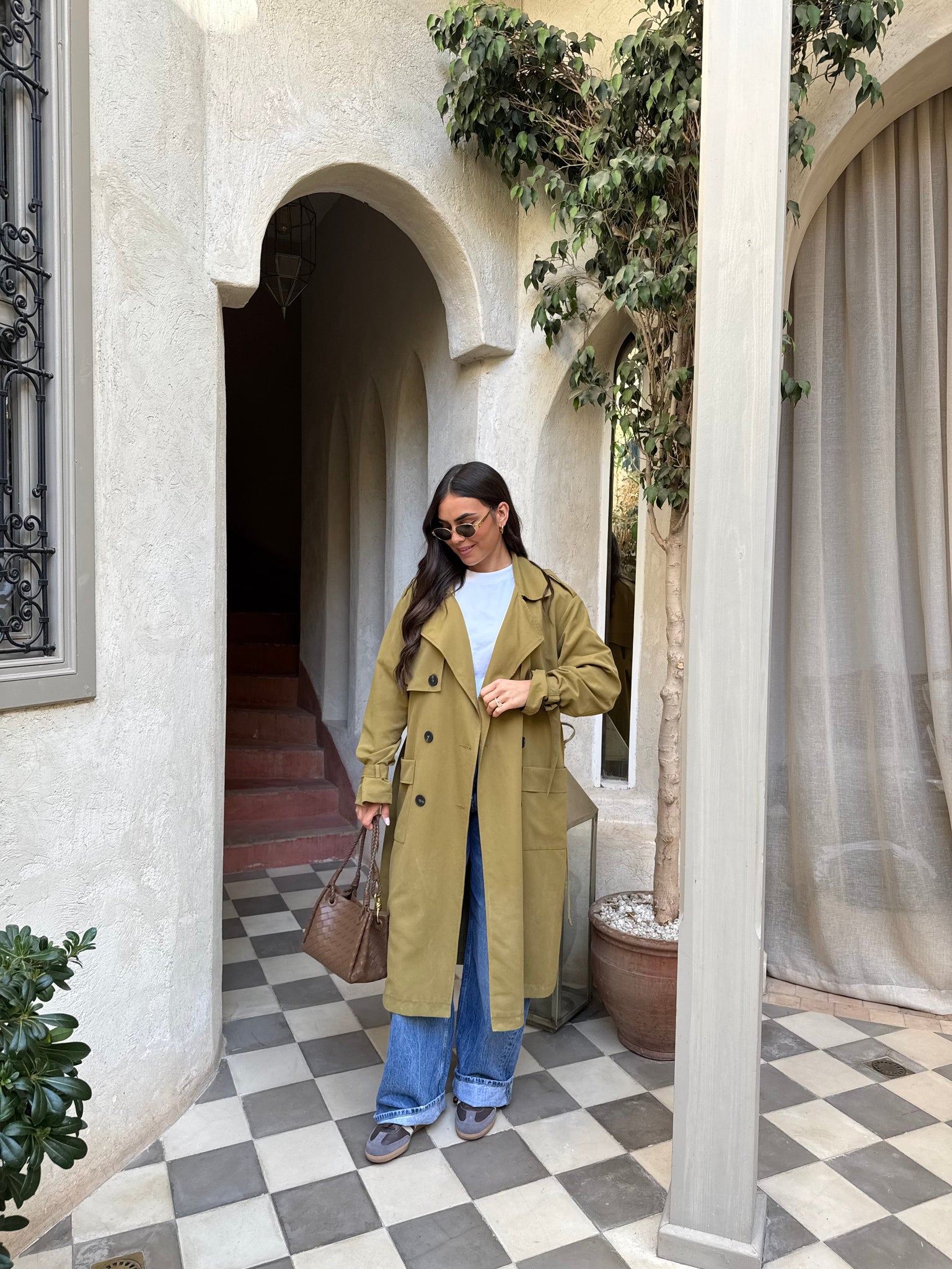 Trench long kaki (8709)