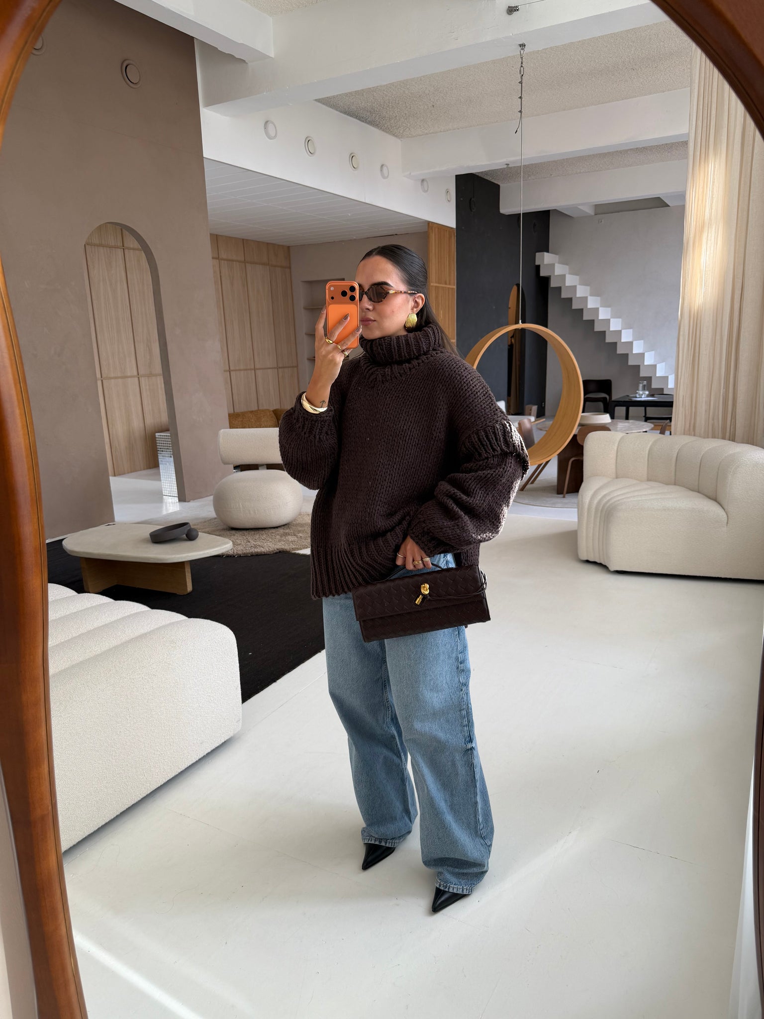 Pull PARISIENNE col roulé choco (66002)