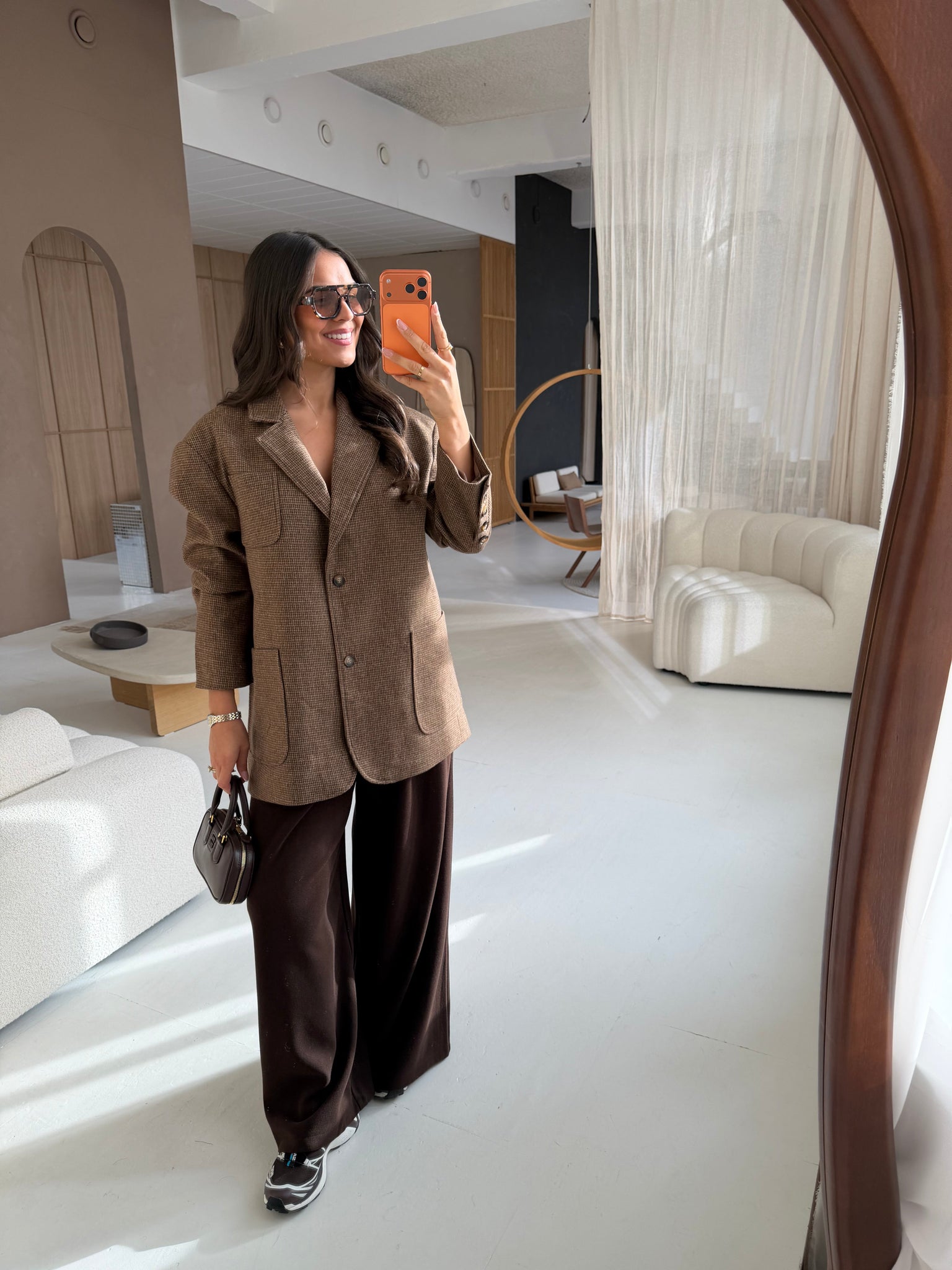 Blazer pied de poule marron (3173)