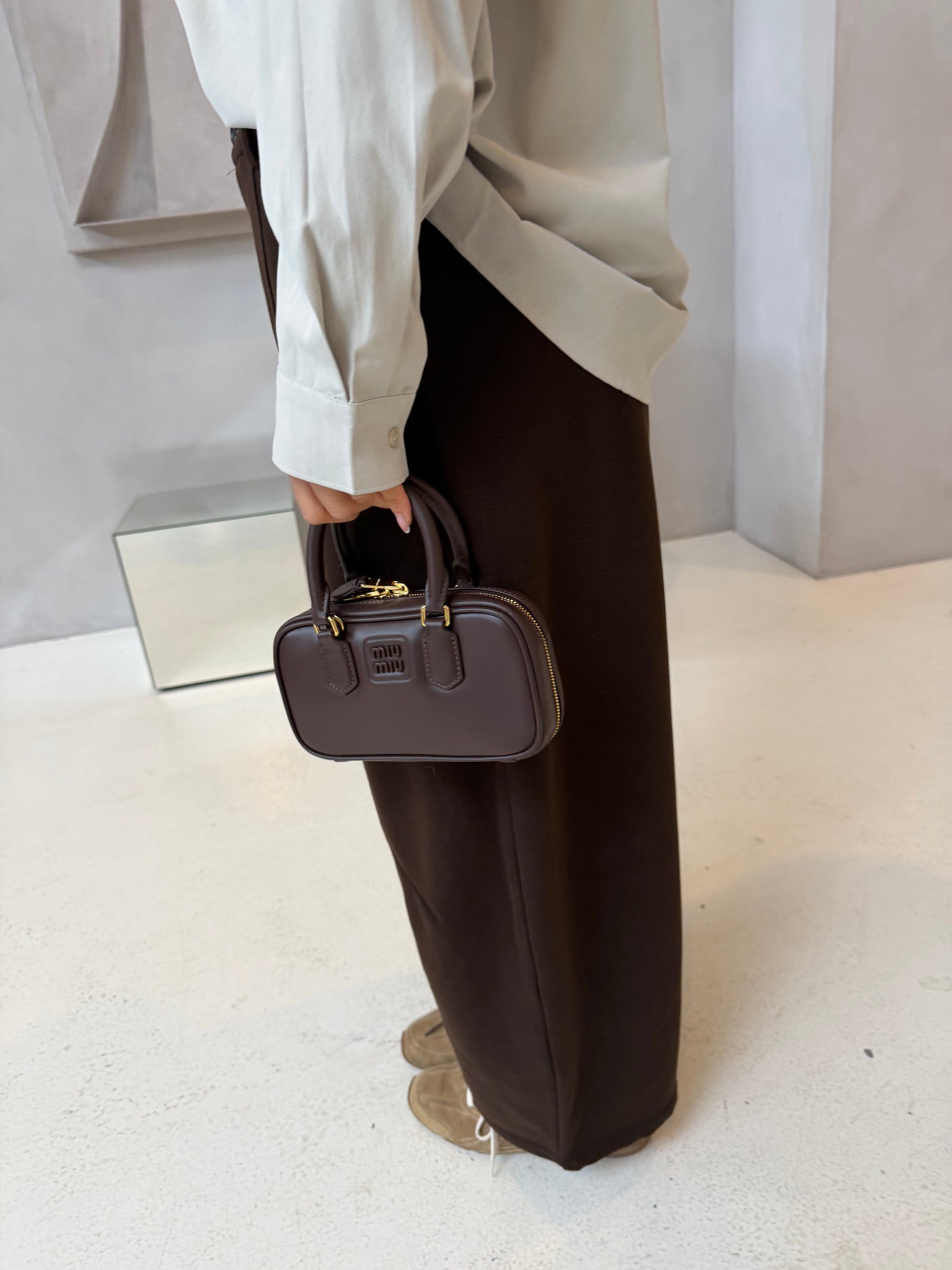 Pantalon effet laine marron (MA8897)