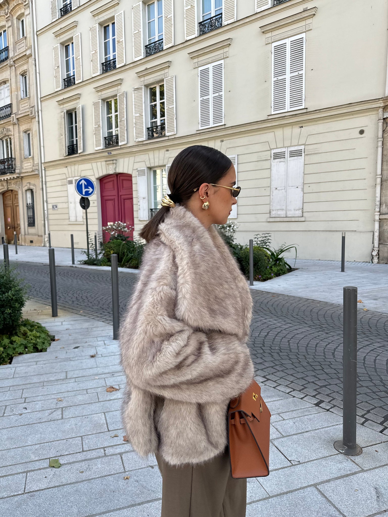 Manteau fourrure VEGAN beige (W23)