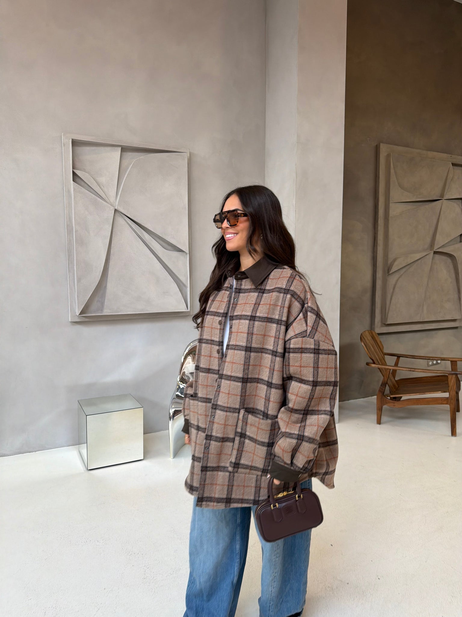 Veste carreaux oversize (6372)