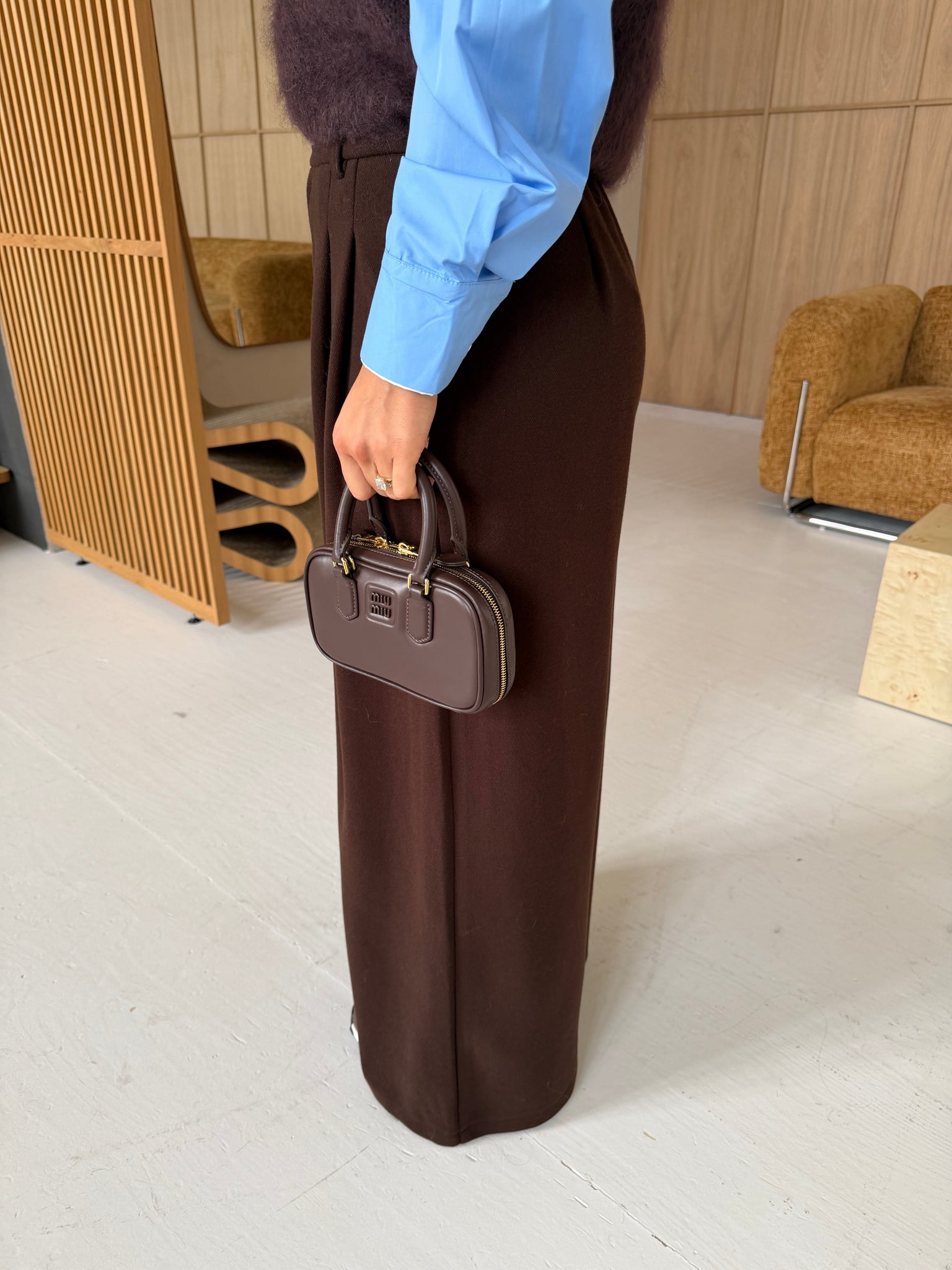 Pantalon FLARE épais marron  (D27922)