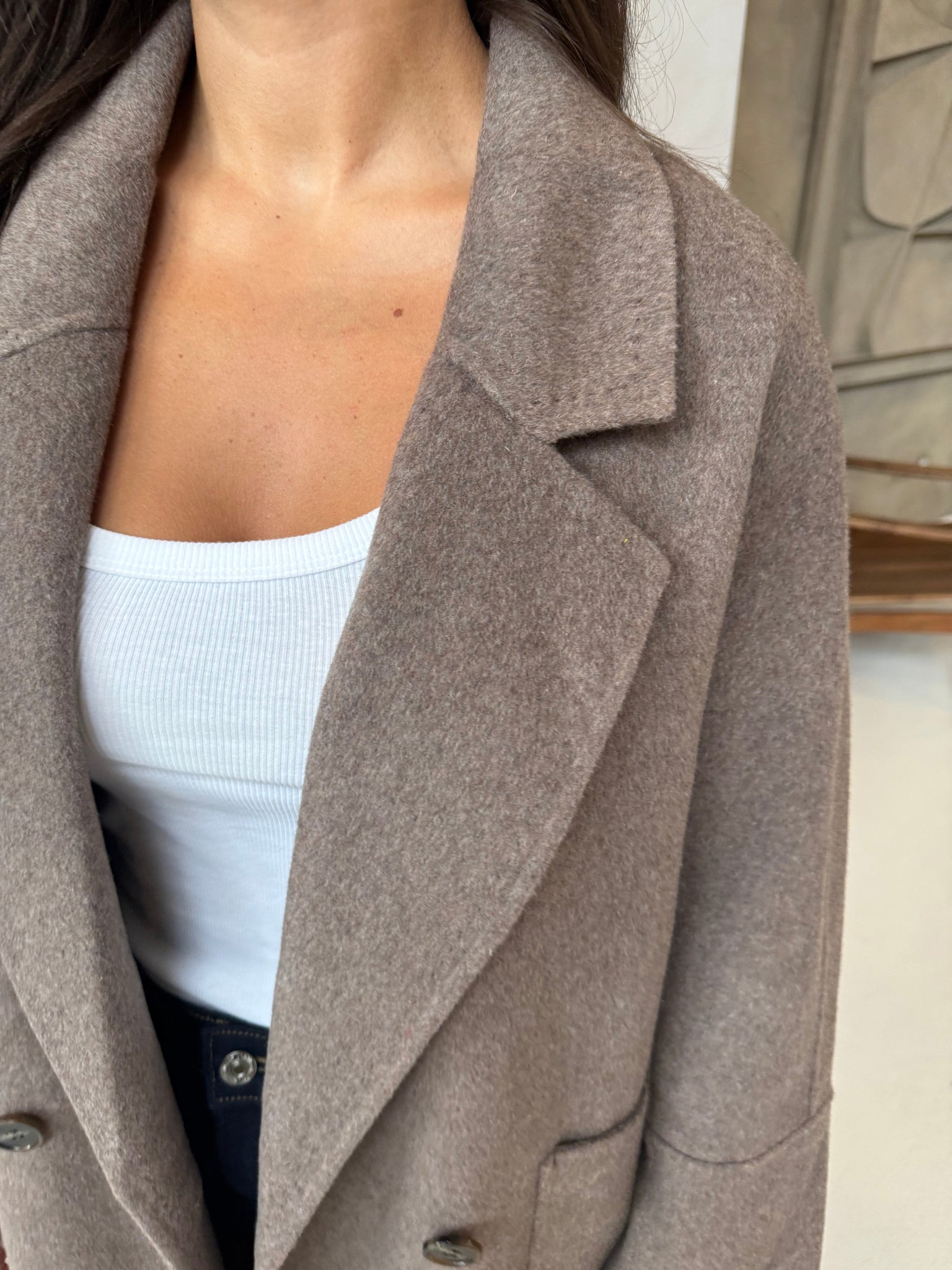 Manteau AMBRE laine taupe (M-2505)