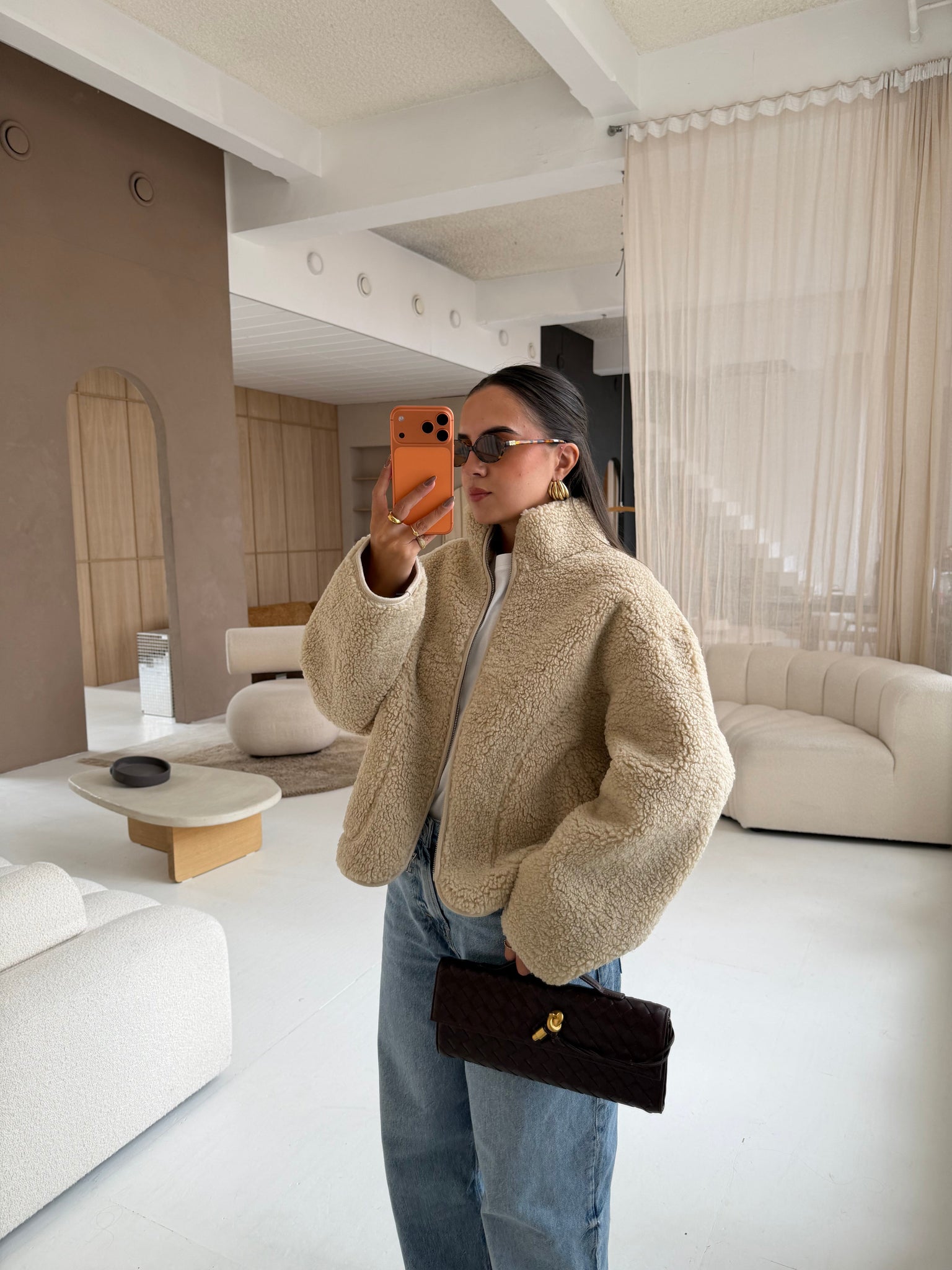 Veste laine bouclée beige (C25259330)