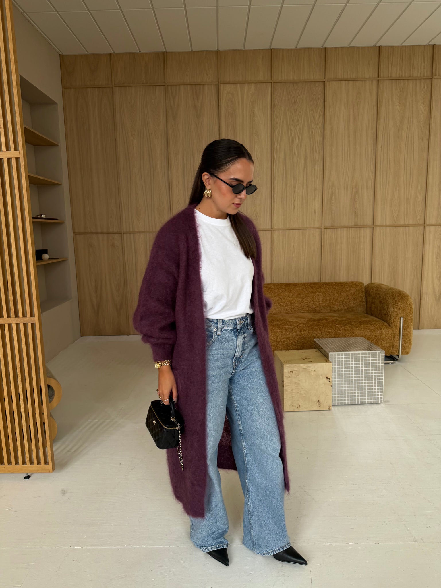 Gilet kid MOHAIR long violet   (22313)