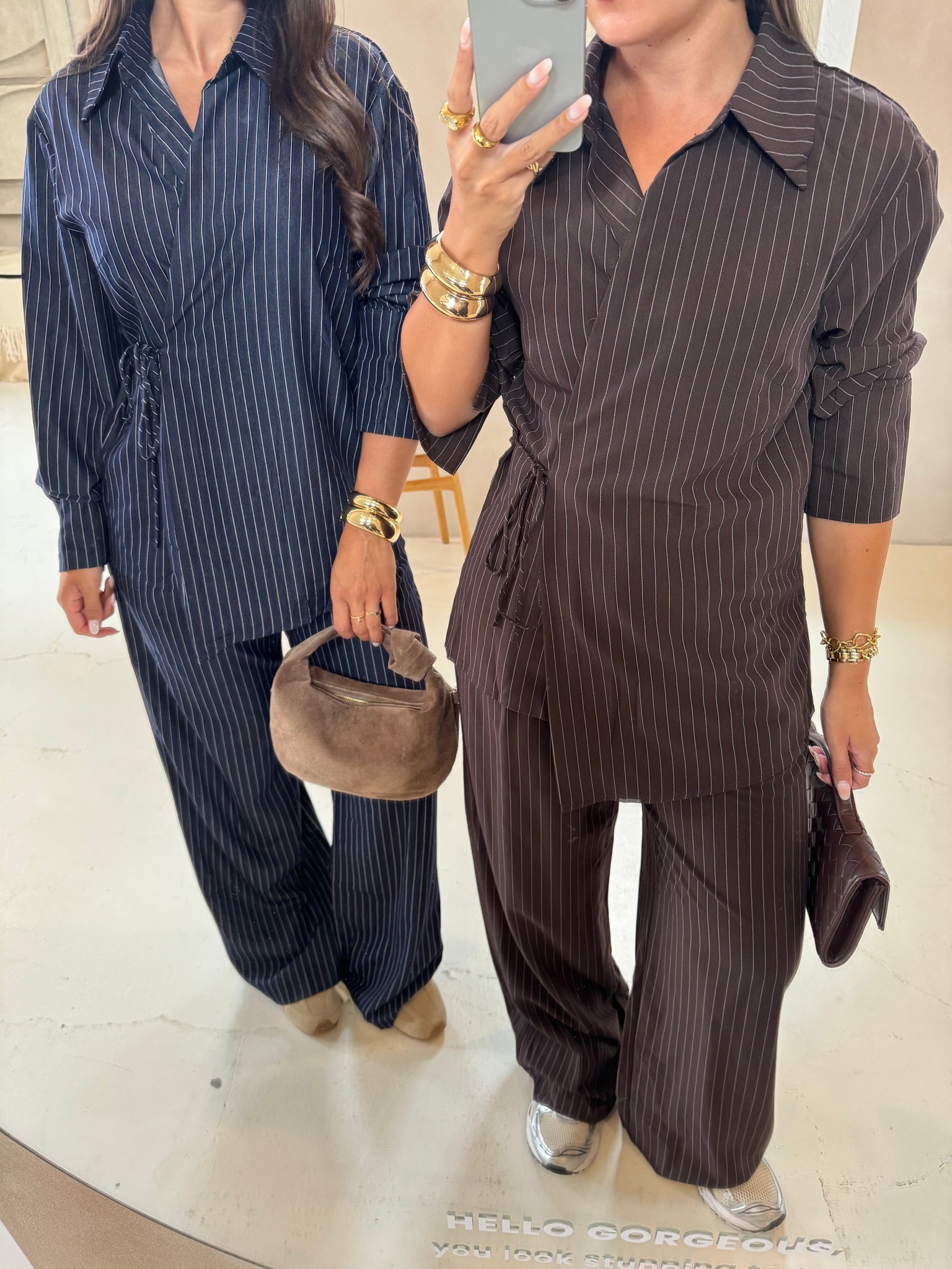 Ensemble YANI à nouer fluide rayures bleu