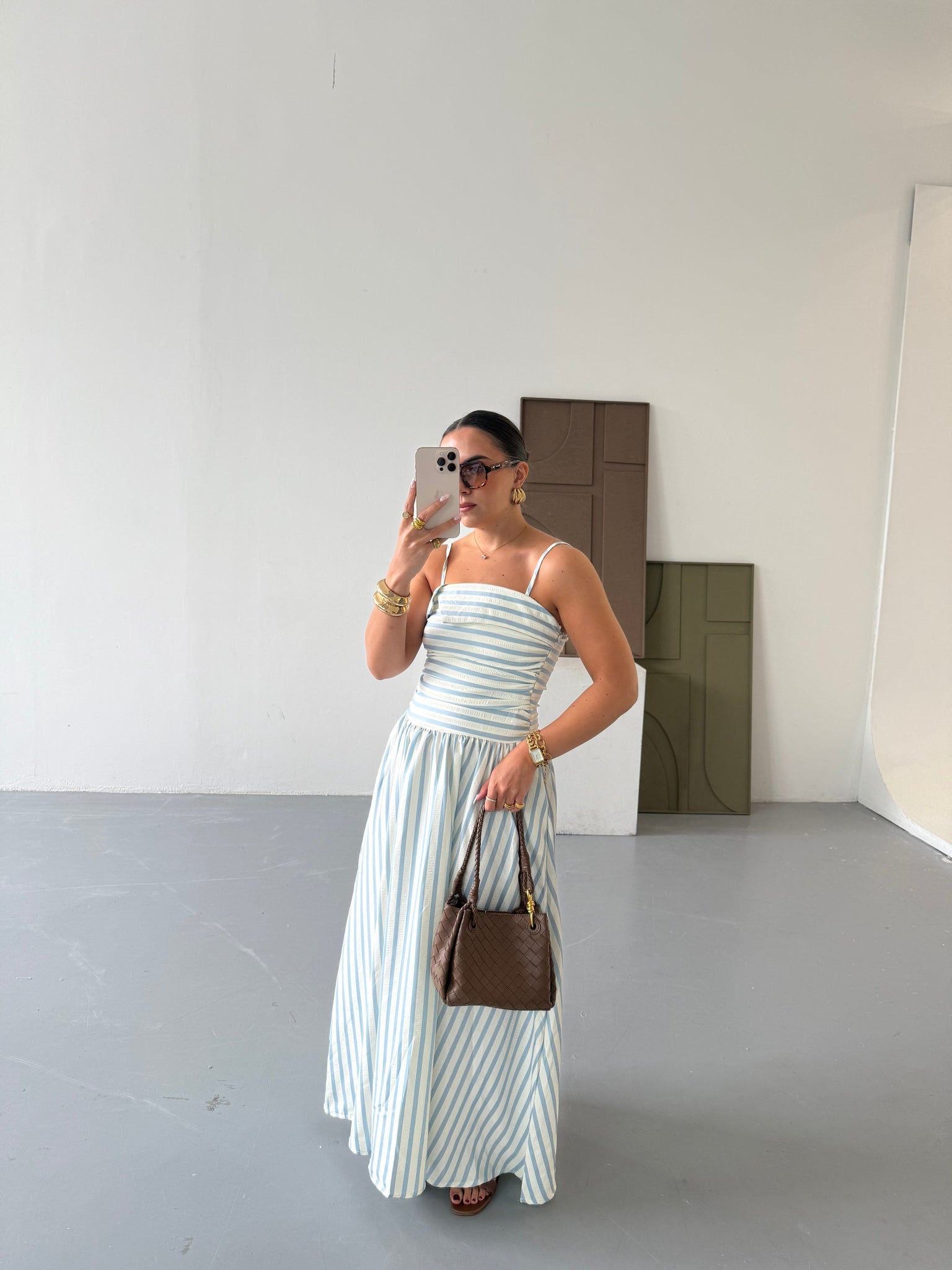 Robe bretelle rayures bleues claire (CY821)